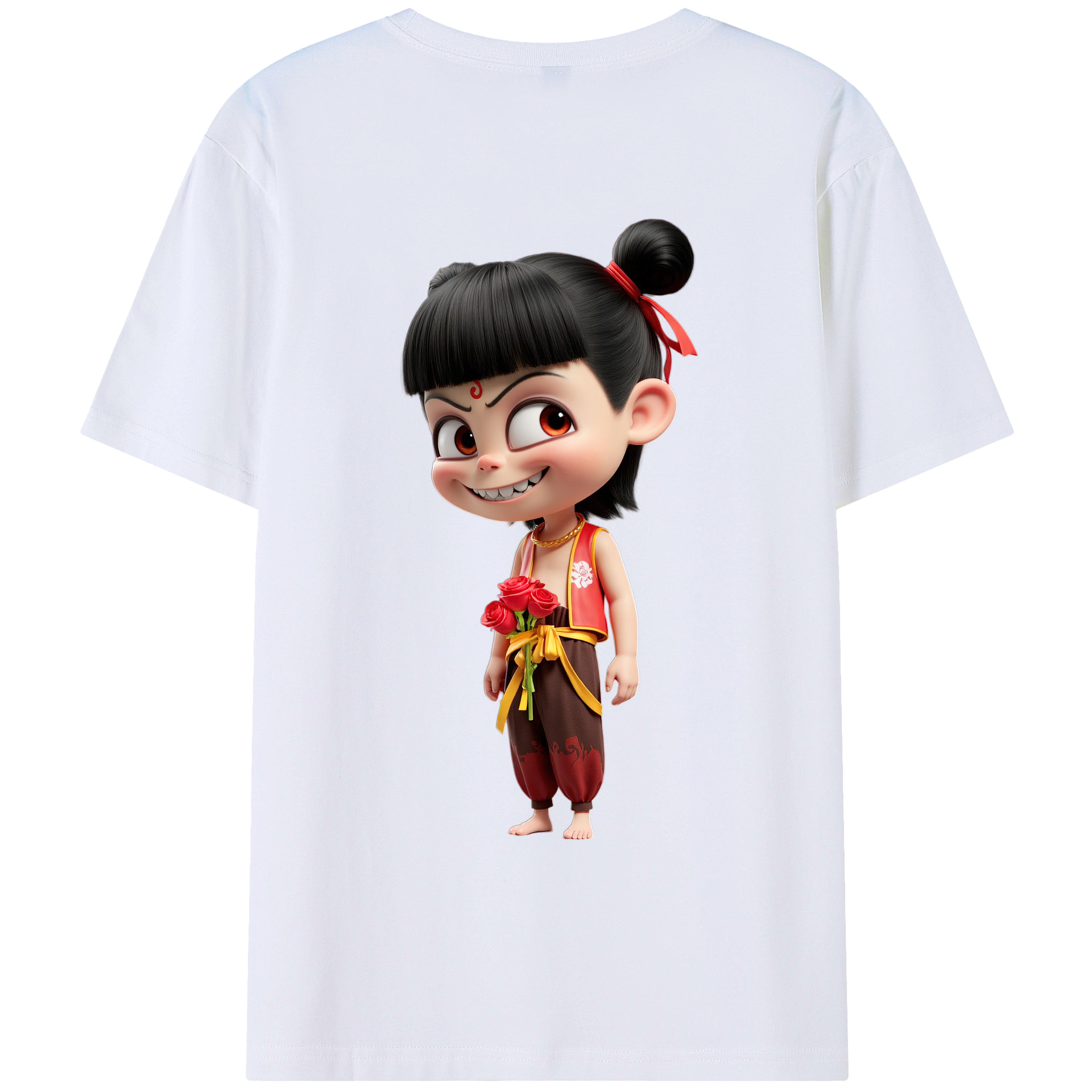 （画像用） Ne Zha 2 ナタ 魔童の大暴れ レディース半袖Tシャツ(バックプリント)