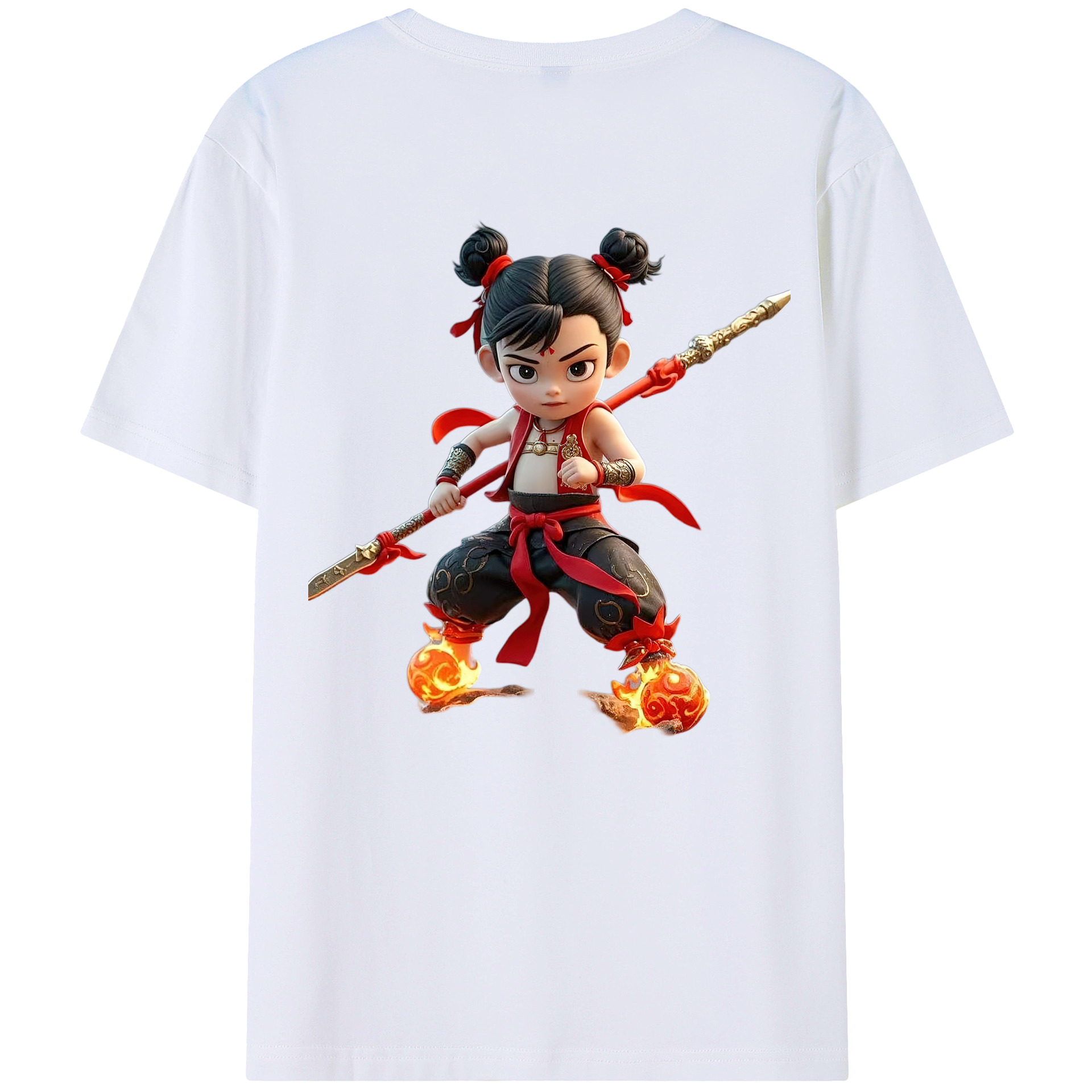 （画像用） Ne Zha 2 ナタ 魔童の大暴れ レディース半袖Tシャツ(バックプリント)
