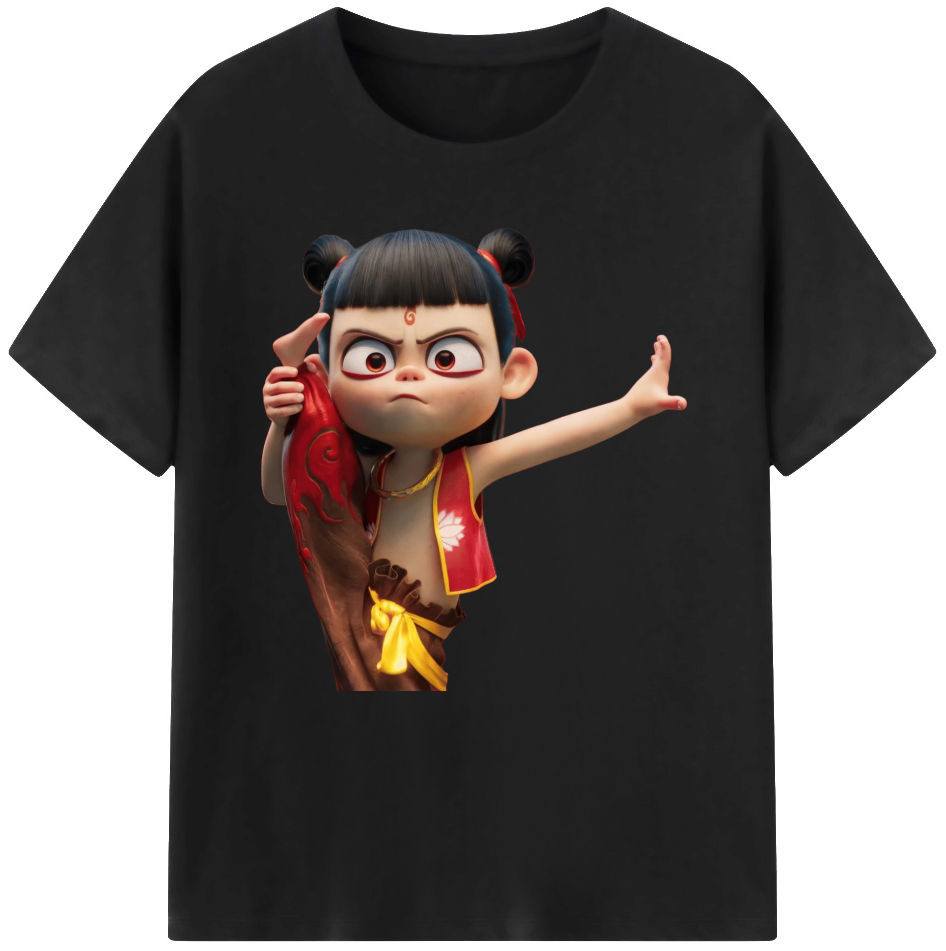 （画像用） Ne Zha 2 ナタ 魔童の大暴れ レディースカジュアルプリントTシャツ（綿100％）