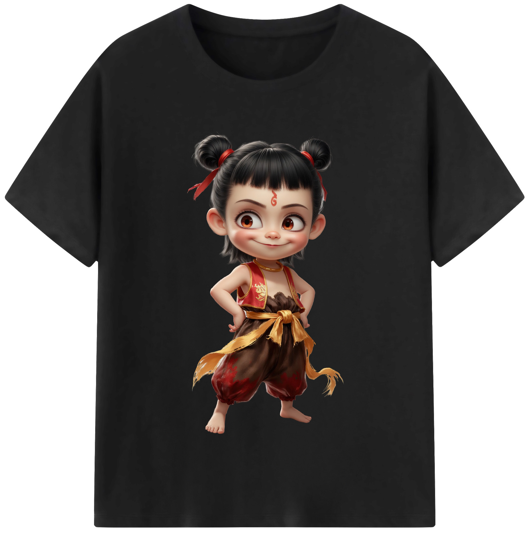 （画像用） Ne Zha 2 ナタ 魔童の大暴れ レディースカジュアルプリントTシャツ（綿100％）