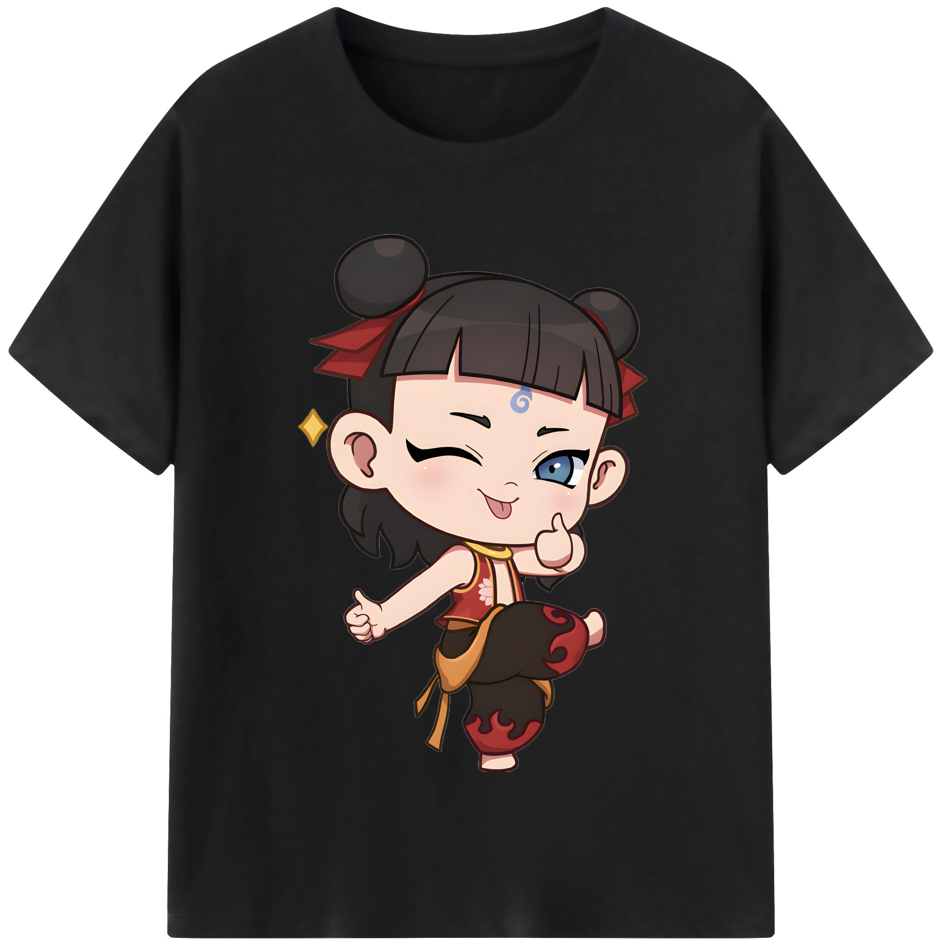 （画像用） Ne Zha 2 ナタ 魔童の大暴れ レディースカジュアルプリントTシャツ（綿100％）