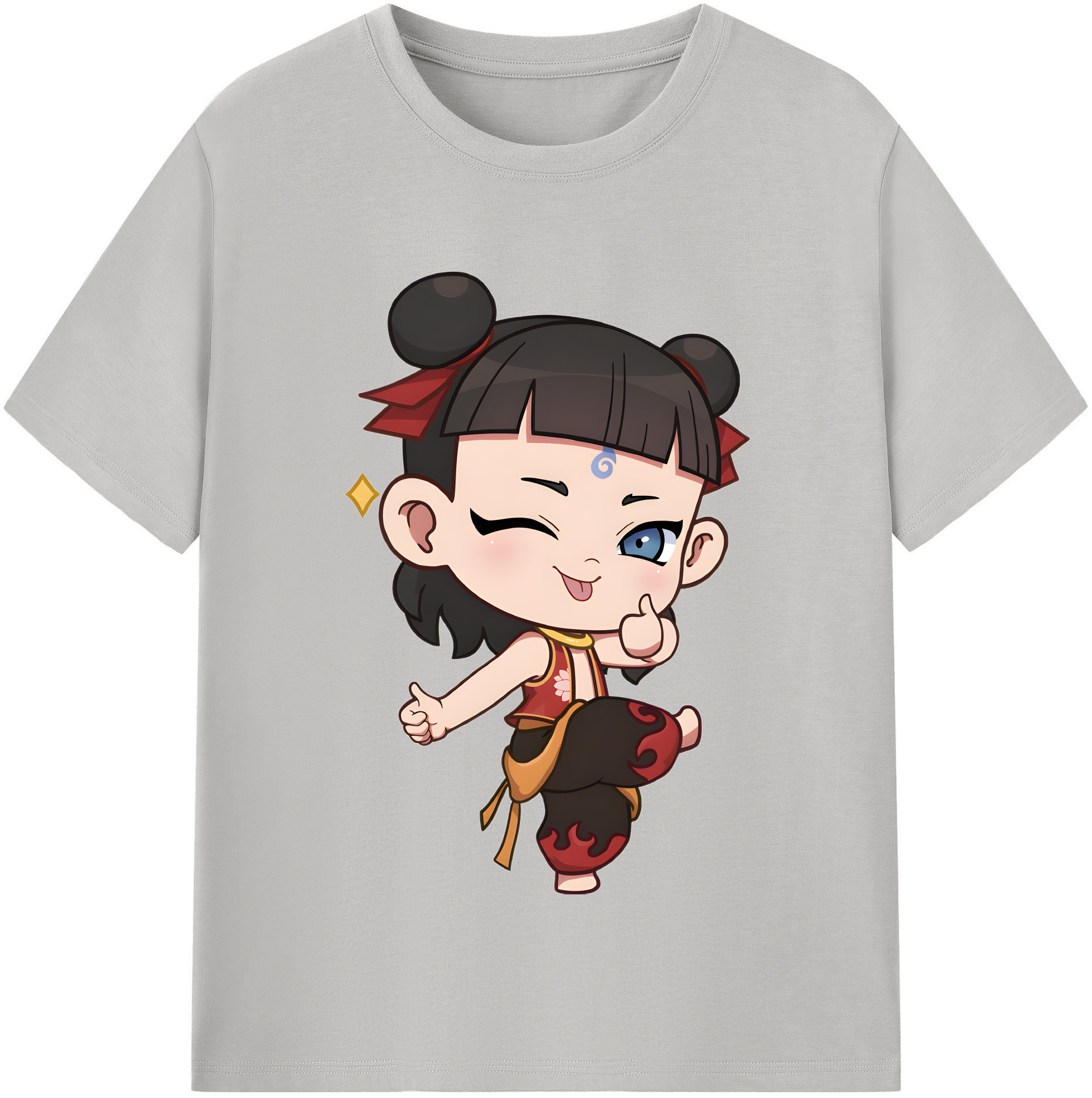 （画像用） Ne Zha 2 ナタ 魔童の大暴れ レディースカジュアルプリントTシャツ（綿100％）