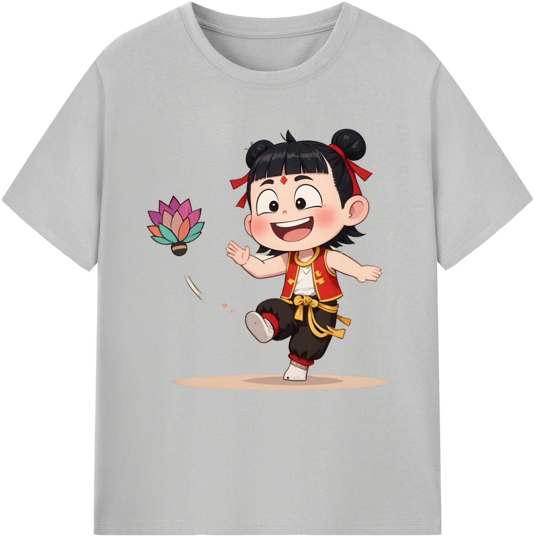 （画像用） Ne Zha 2 ナタ 魔童の大暴れ レディースカジュアルプリントTシャツ（綿100％）