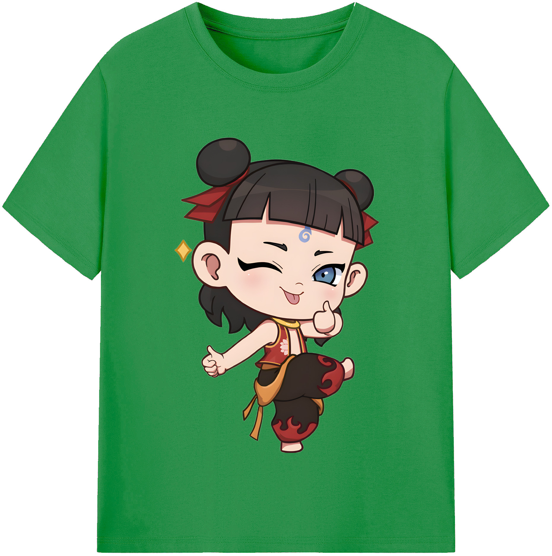 （画像用） Ne Zha 2 ナタ 魔童の大暴れ レディースカジュアルプリントTシャツ（綿100％）