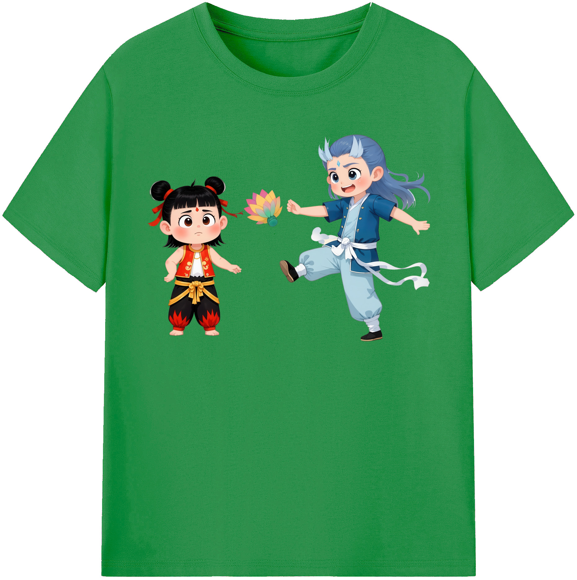 （画像用） Ne Zha 2 ナタ 魔童の大暴れ レディースカジュアルプリントTシャツ（綿100％）