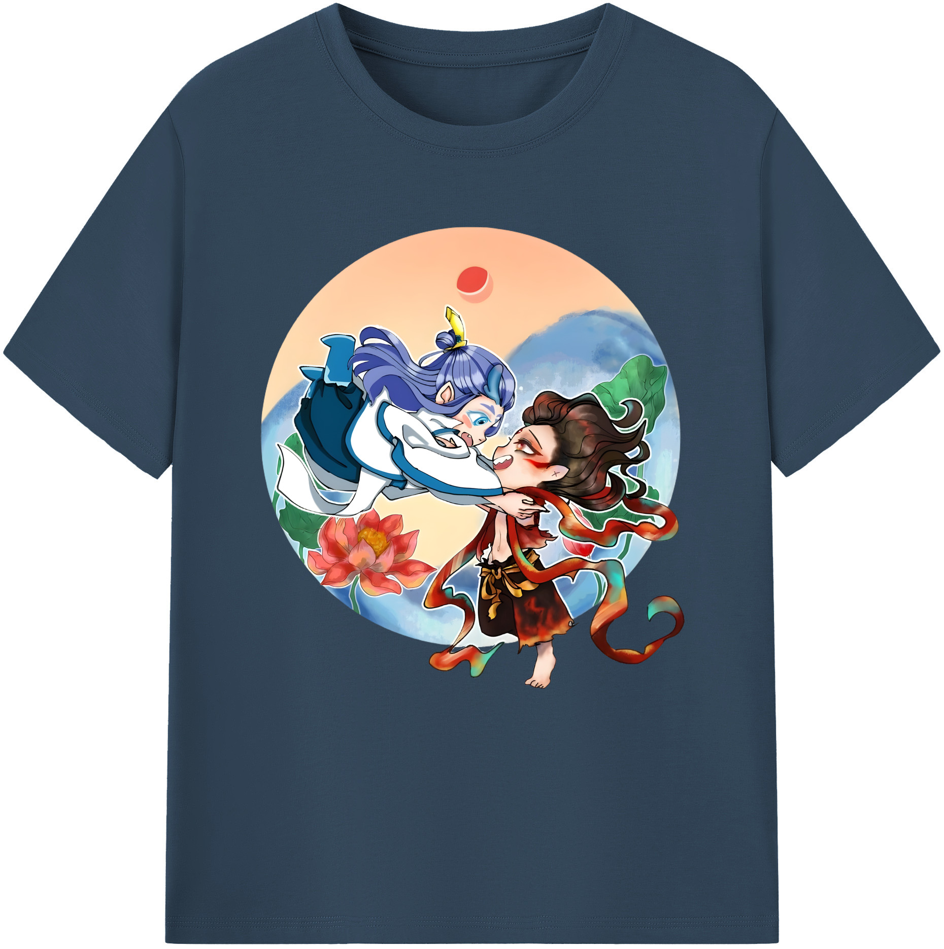 （画像用） Ne Zha 2 ナタ 魔童の大暴れ レディースカジュアルプリントTシャツ（綿100％）