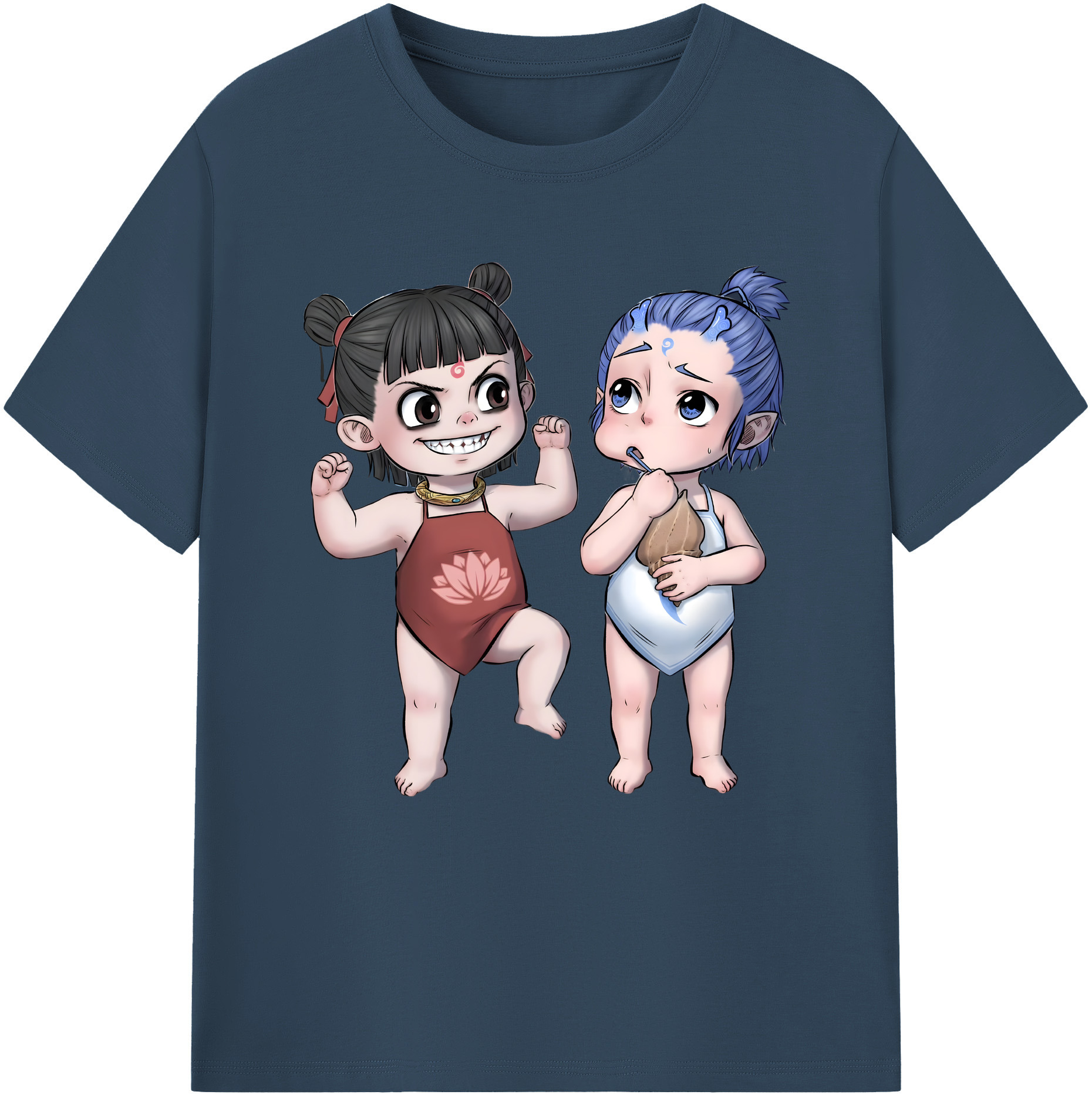 （画像用） Ne Zha 2 ナタ 魔童の大暴れ レディースカジュアルプリントTシャツ（綿100％）