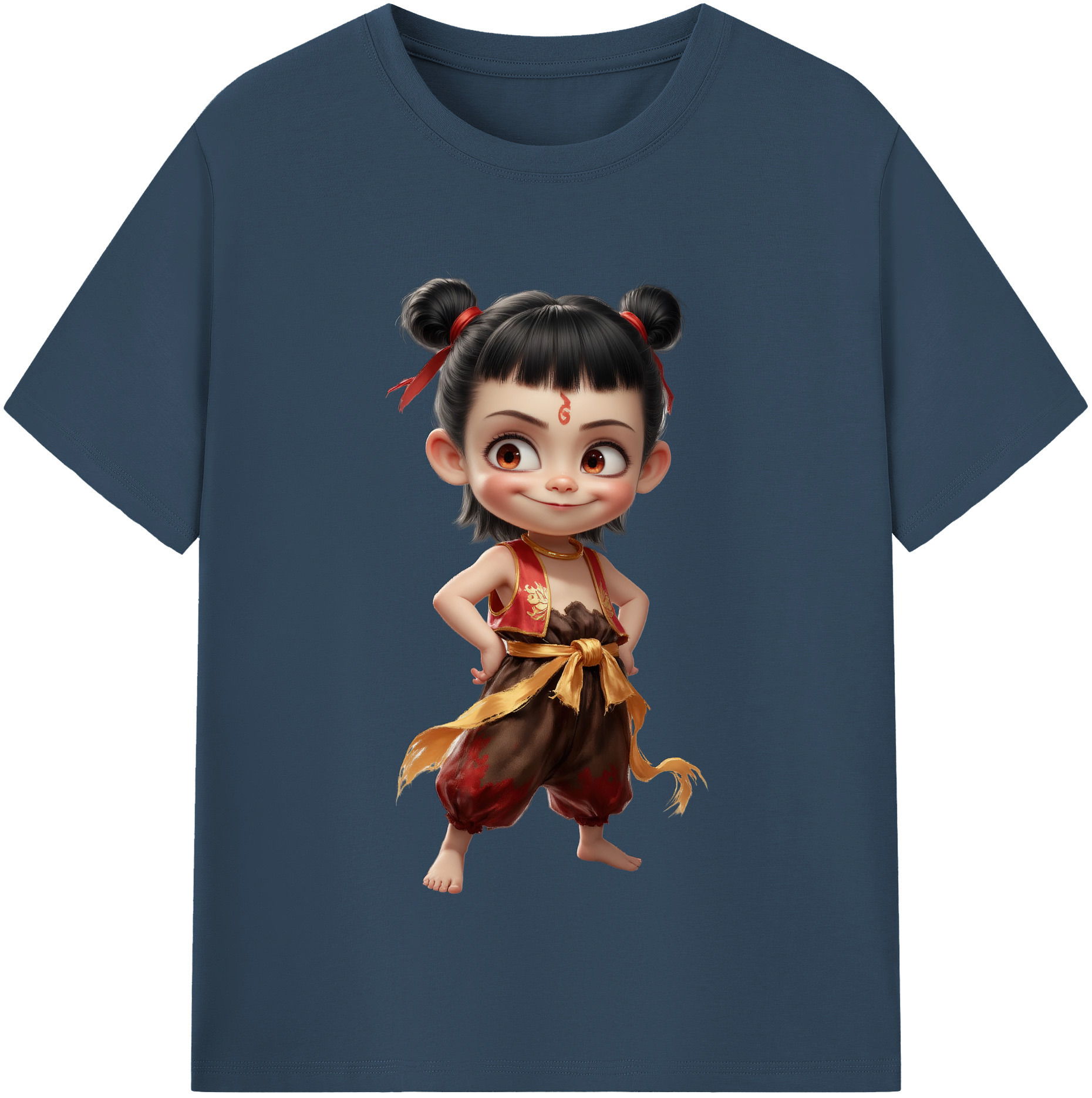 （画像用） Ne Zha 2 ナタ 魔童の大暴れ レディースカジュアルプリントTシャツ（綿100％）