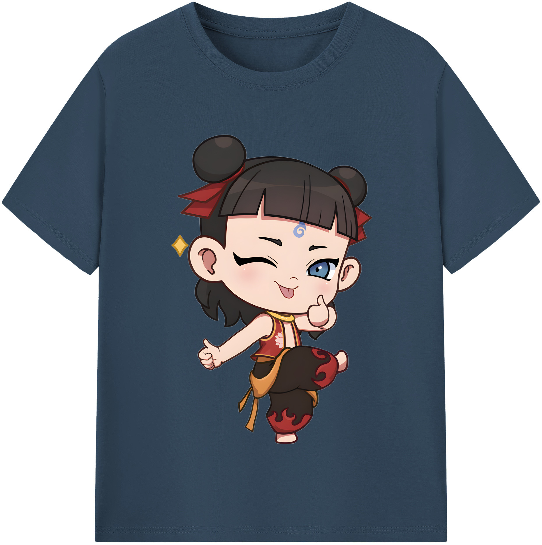 （画像用） Ne Zha 2 ナタ 魔童の大暴れ レディースカジュアルプリントTシャツ（綿100％）
