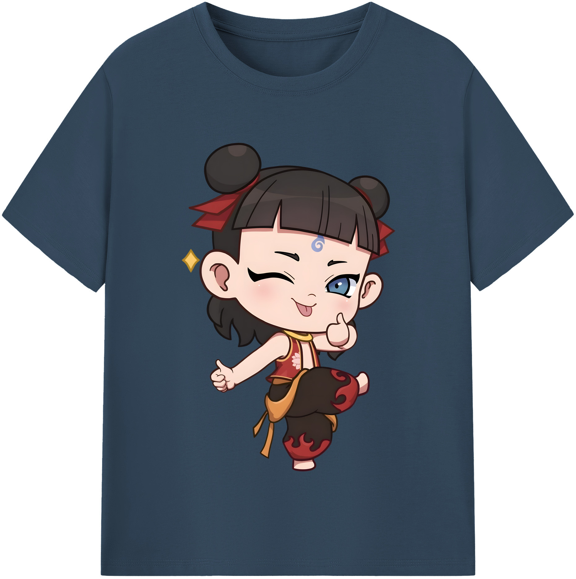 （画像用） Ne Zha 2 ナタ 魔童の大暴れ レディースカジュアルプリントTシャツ（綿100％）