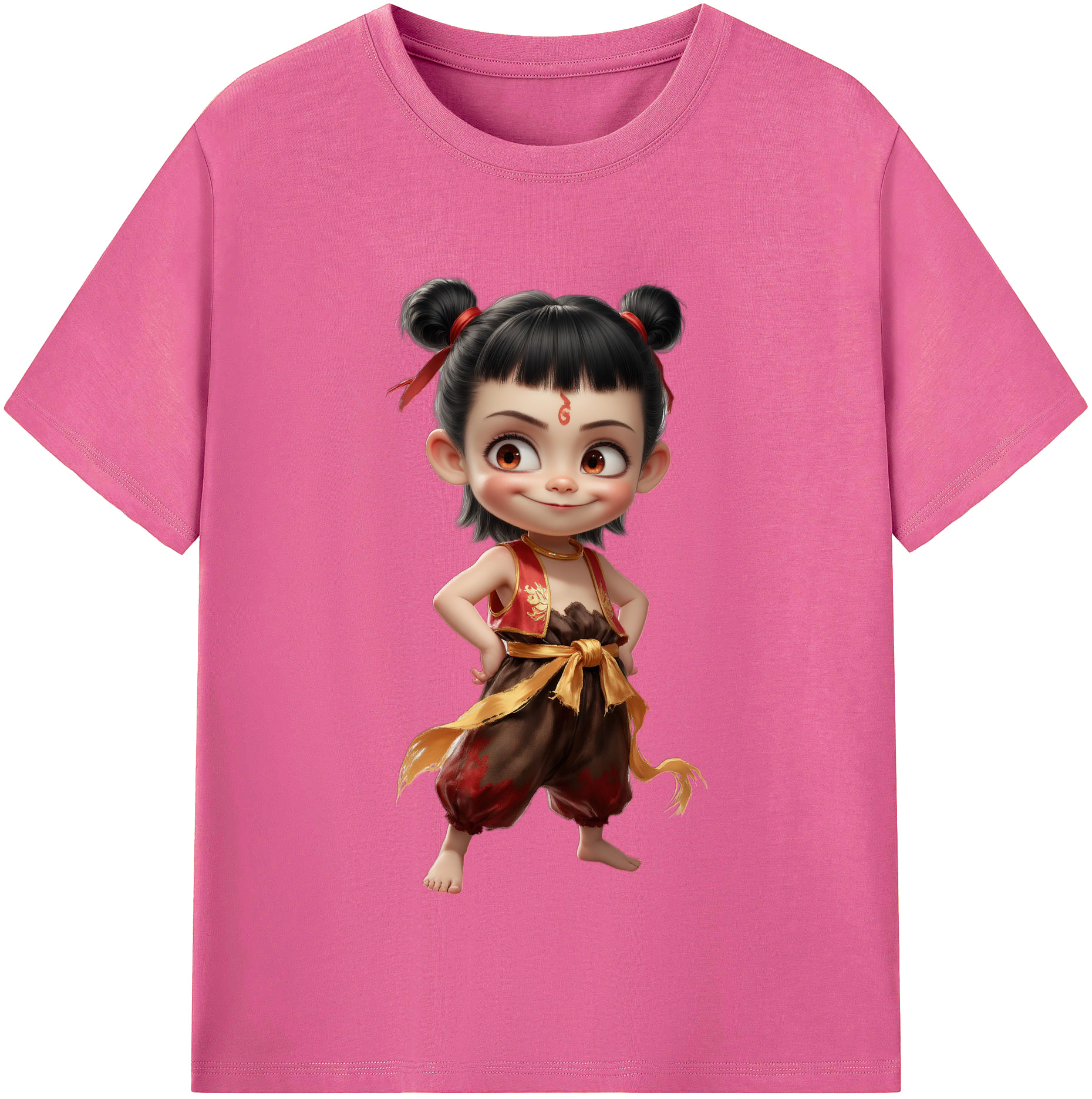 （画像用） Ne Zha 2 ナタ 魔童の大暴れ レディースカジュアルプリントTシャツ（綿100％）