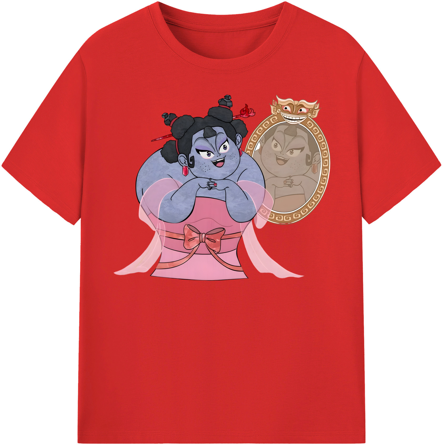 （画像用） Ne Zha 2 ナタ 魔童の大暴れ レディースカジュアルプリントTシャツ（綿100％）
