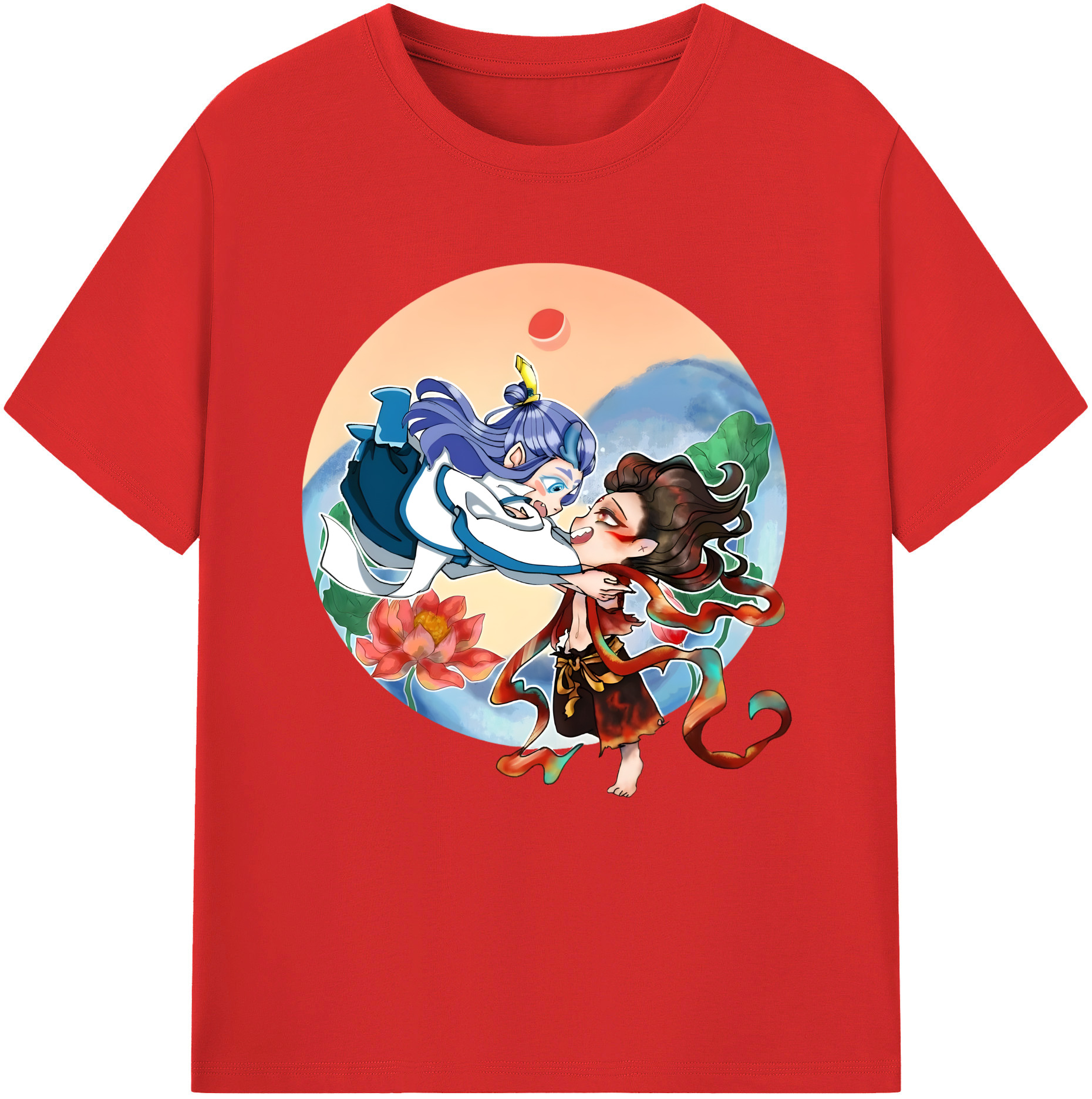 （画像用） Ne Zha 2 ナタ 魔童の大暴れ レディースカジュアルプリントTシャツ（綿100％）