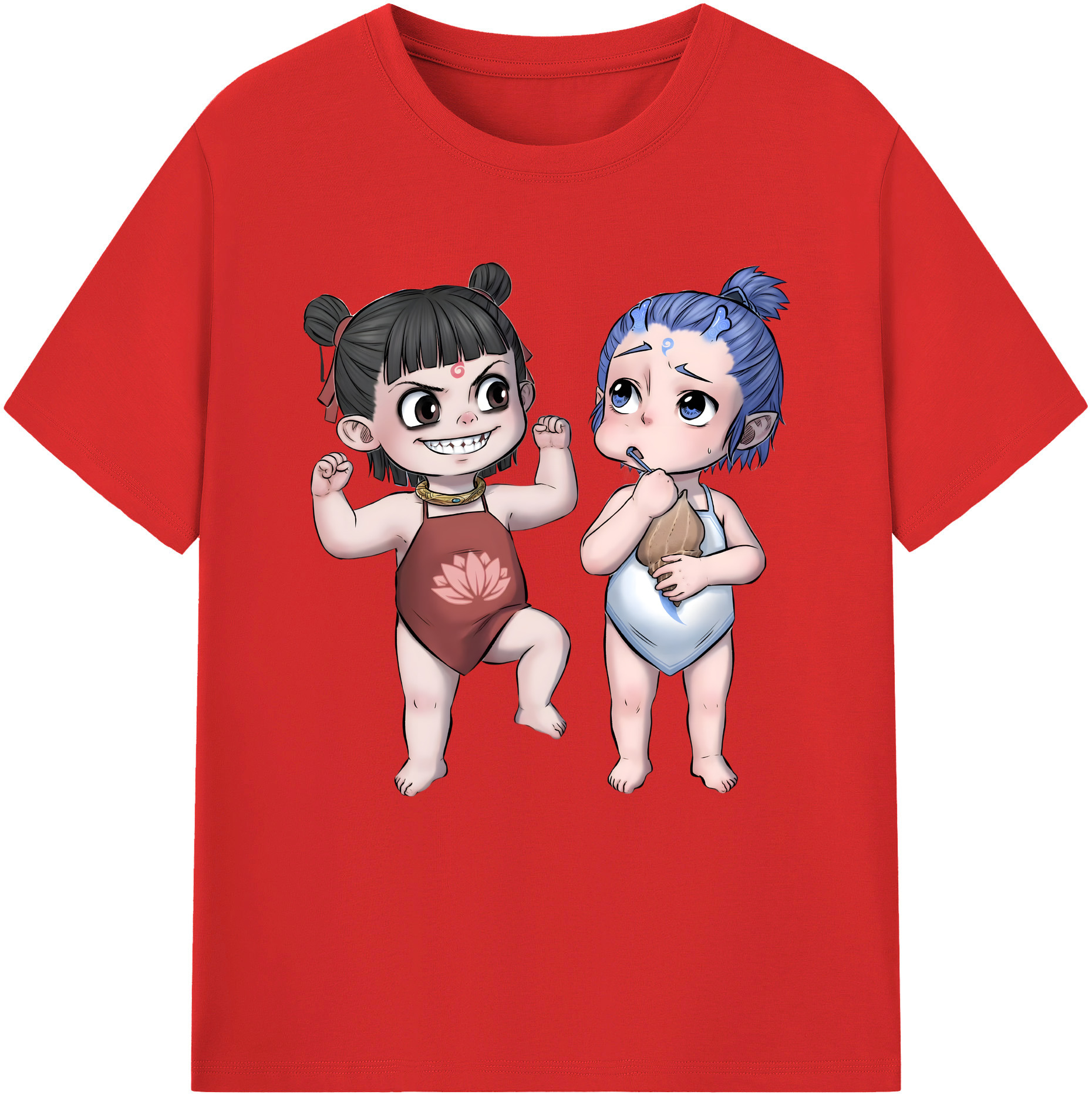（画像用） Ne Zha 2 ナタ 魔童の大暴れ レディースカジュアルプリントTシャツ（綿100％）