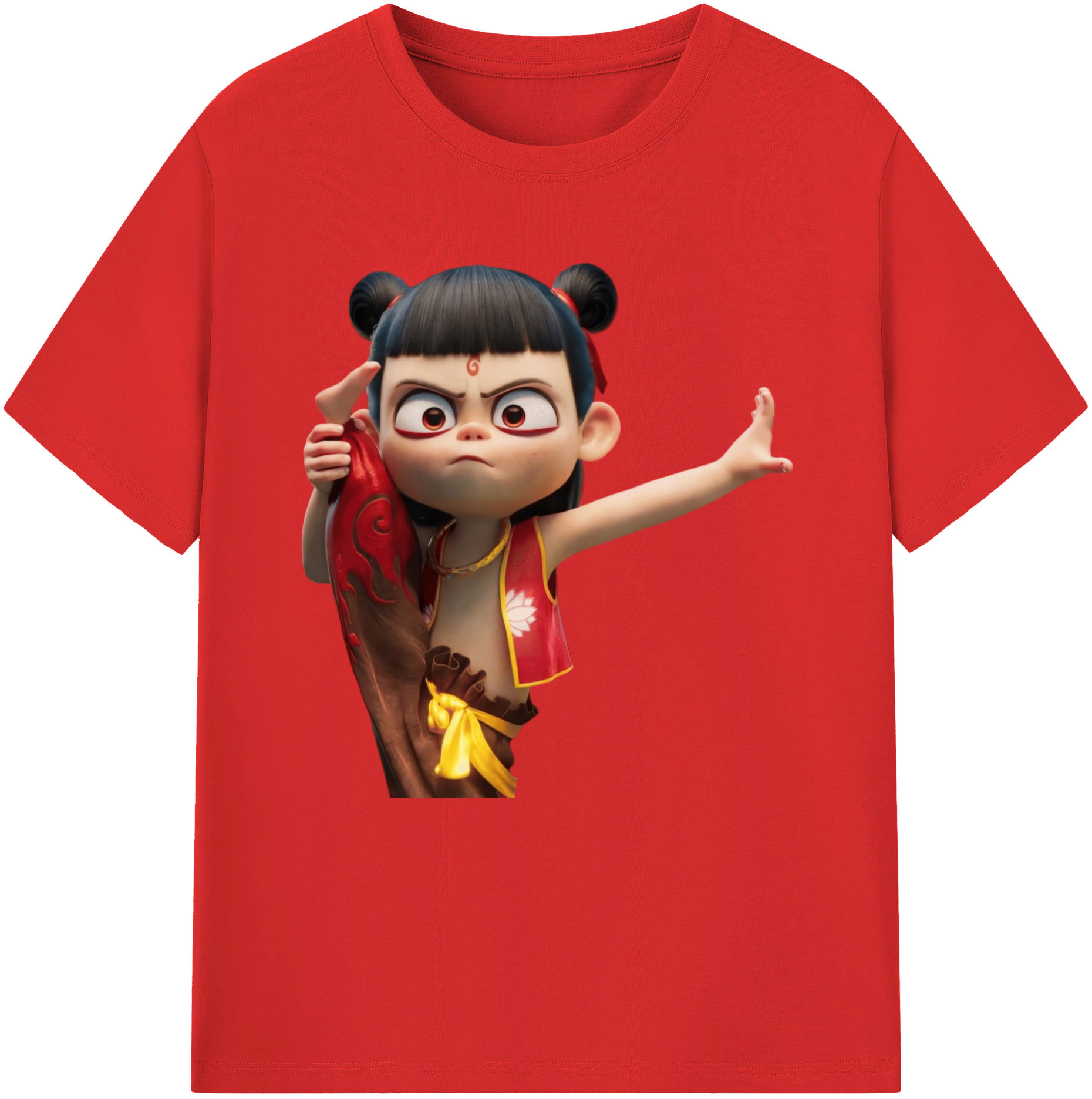（画像用） Ne Zha 2 ナタ 魔童の大暴れ レディースカジュアルプリントTシャツ（綿100％）