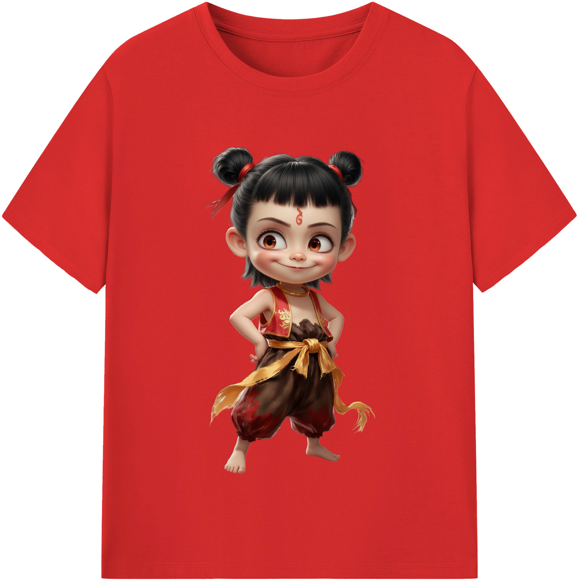 （画像用） Ne Zha 2 ナタ 魔童の大暴れ レディースカジュアルプリントTシャツ（綿100％）