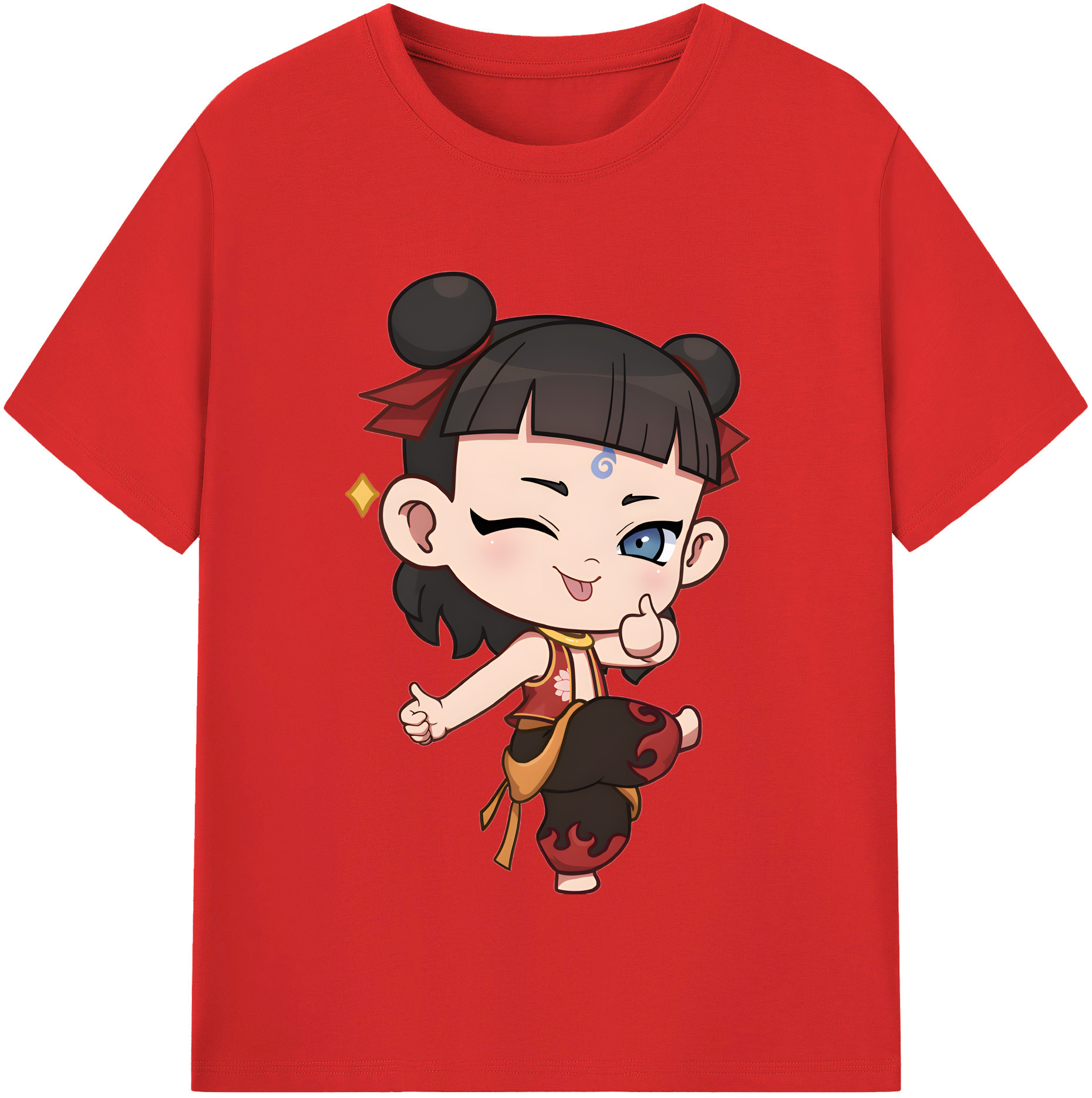 （画像用） Ne Zha 2 ナタ 魔童の大暴れ レディースカジュアルプリントTシャツ（綿100％）