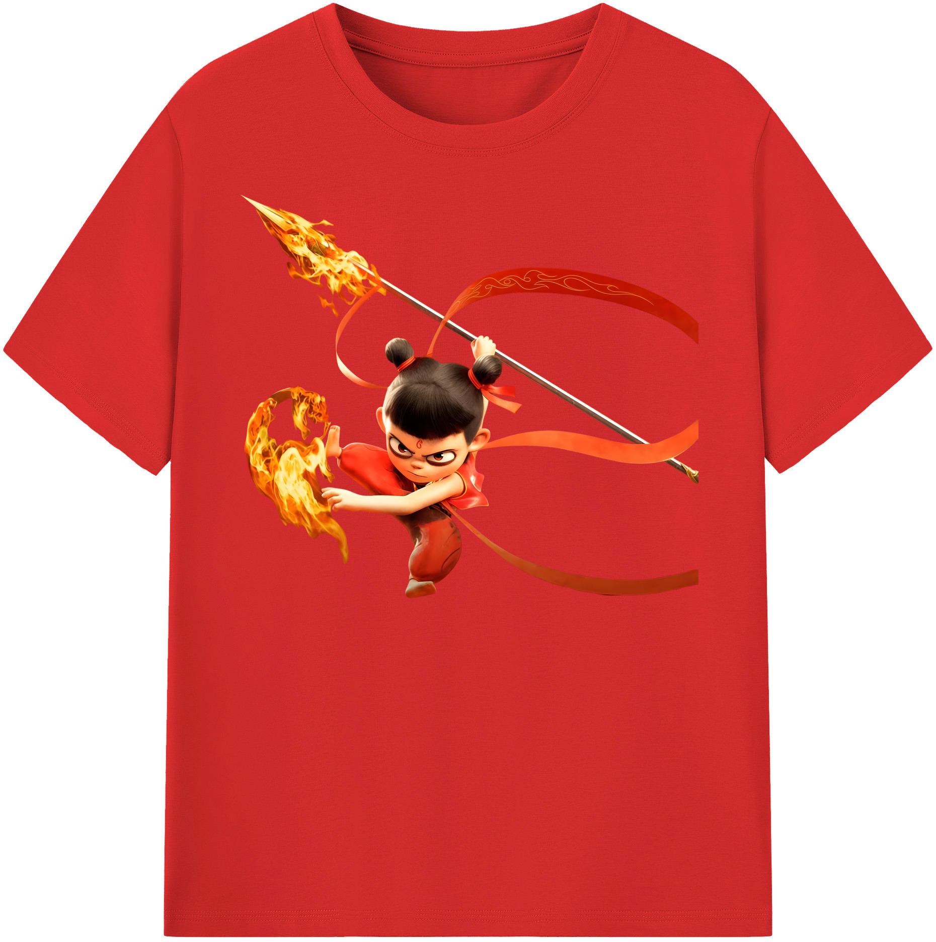 （画像用） Ne Zha 2 ナタ 魔童の大暴れ レディースカジュアルプリントTシャツ（綿100％）