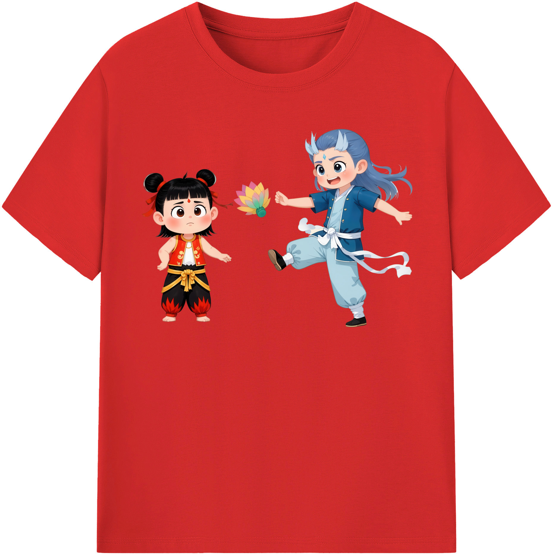 （画像用） Ne Zha 2 ナタ 魔童の大暴れ レディースカジュアルプリントTシャツ（綿100％）