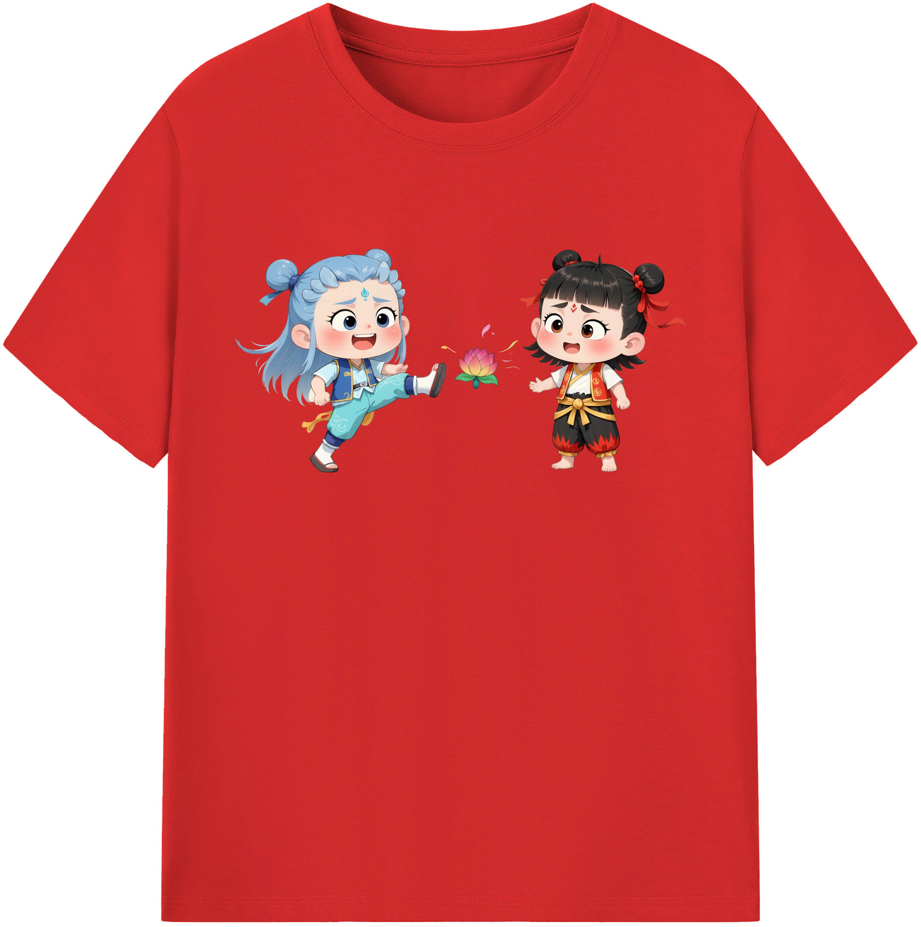 （画像用） Ne Zha 2 ナタ 魔童の大暴れ レディースカジュアルプリントTシャツ（綿100％）