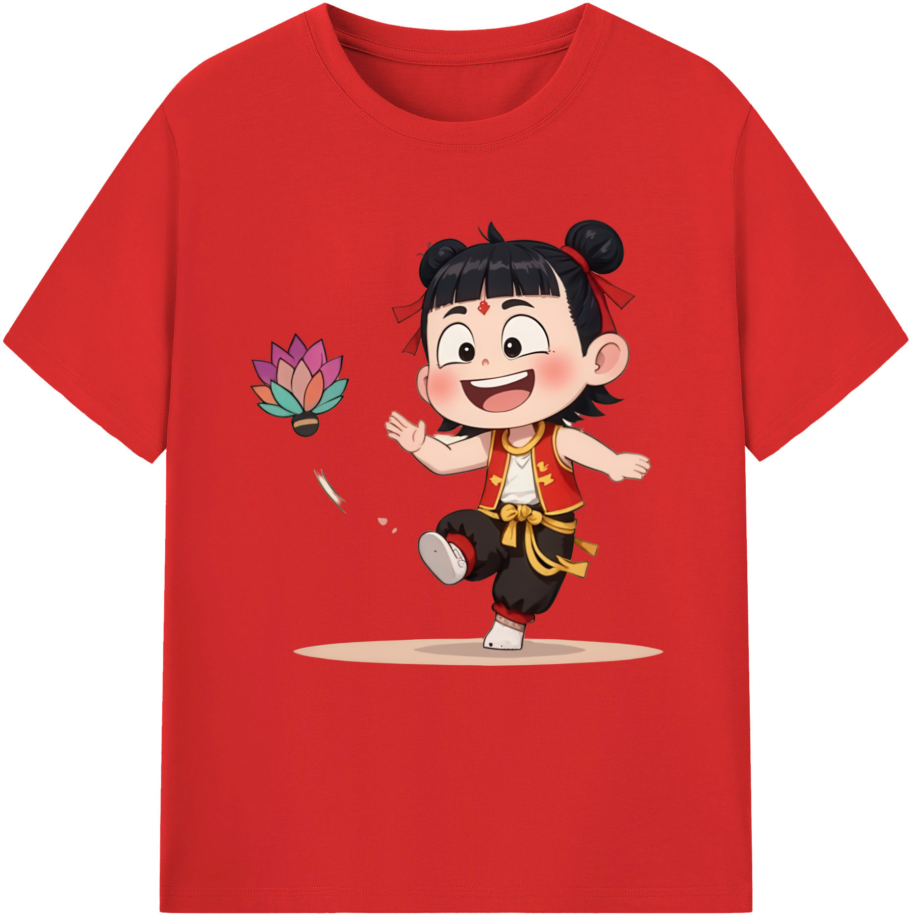 （画像用） Ne Zha 2 ナタ 魔童の大暴れ レディースカジュアルプリントTシャツ（綿100％）