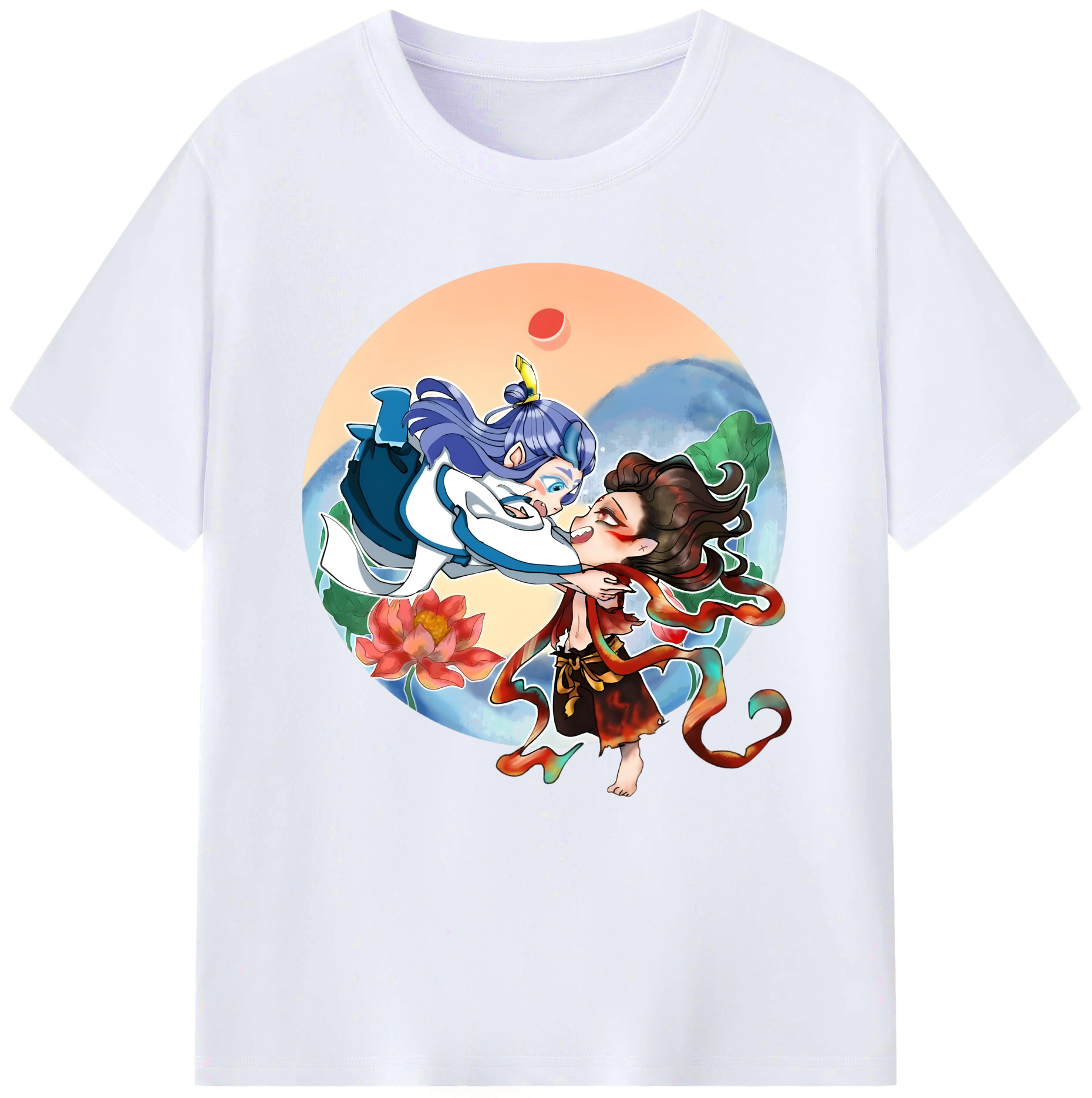 （画像用） Ne Zha 2 ナタ 魔童の大暴れ レディースカジュアルプリントTシャツ（綿100％）