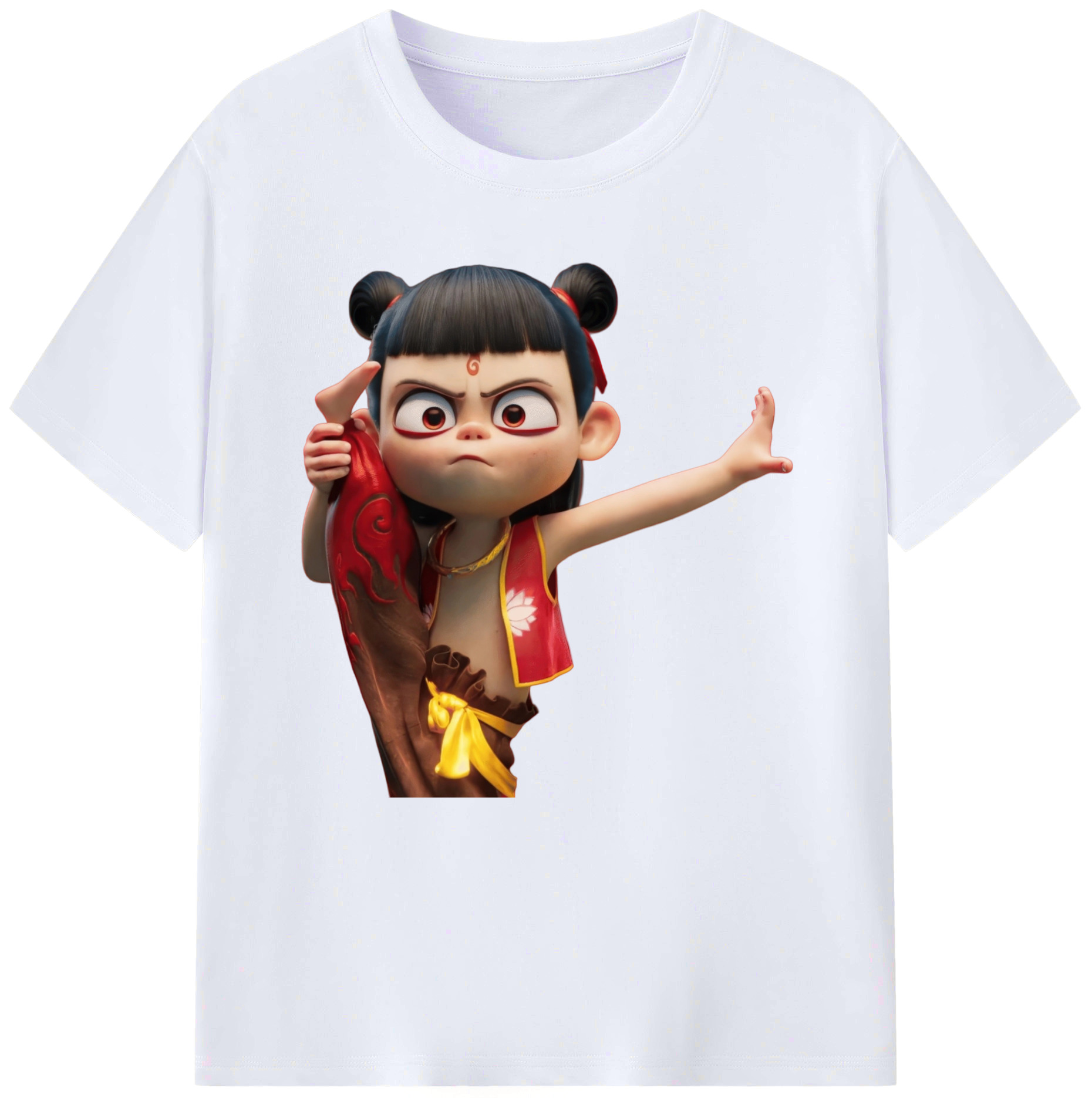 （画像用） Ne Zha 2 ナタ 魔童の大暴れ レディースカジュアルプリントTシャツ（綿100％）