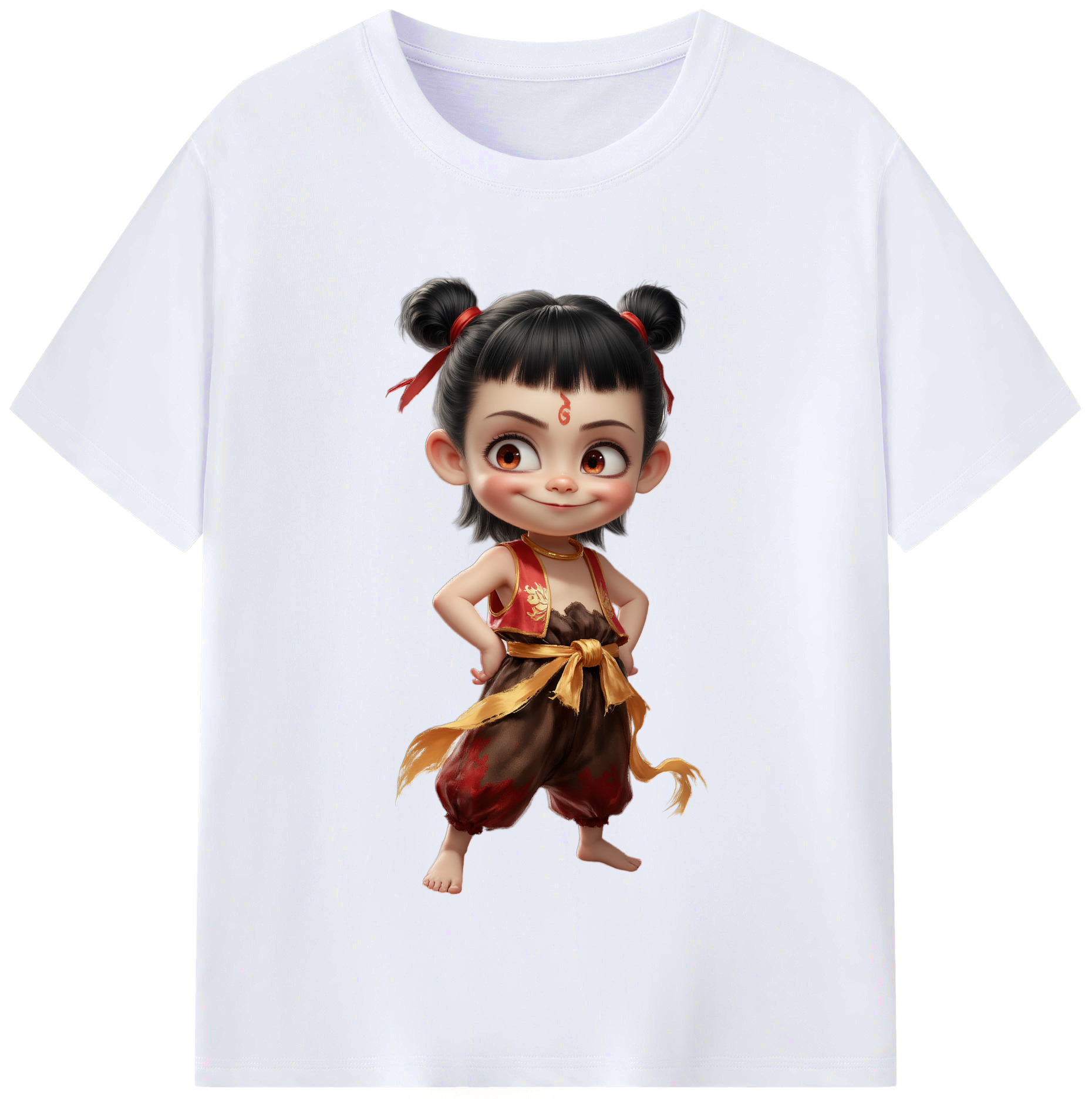 （画像用） Ne Zha 2 ナタ 魔童の大暴れ レディースカジュアルプリントTシャツ（綿100％）