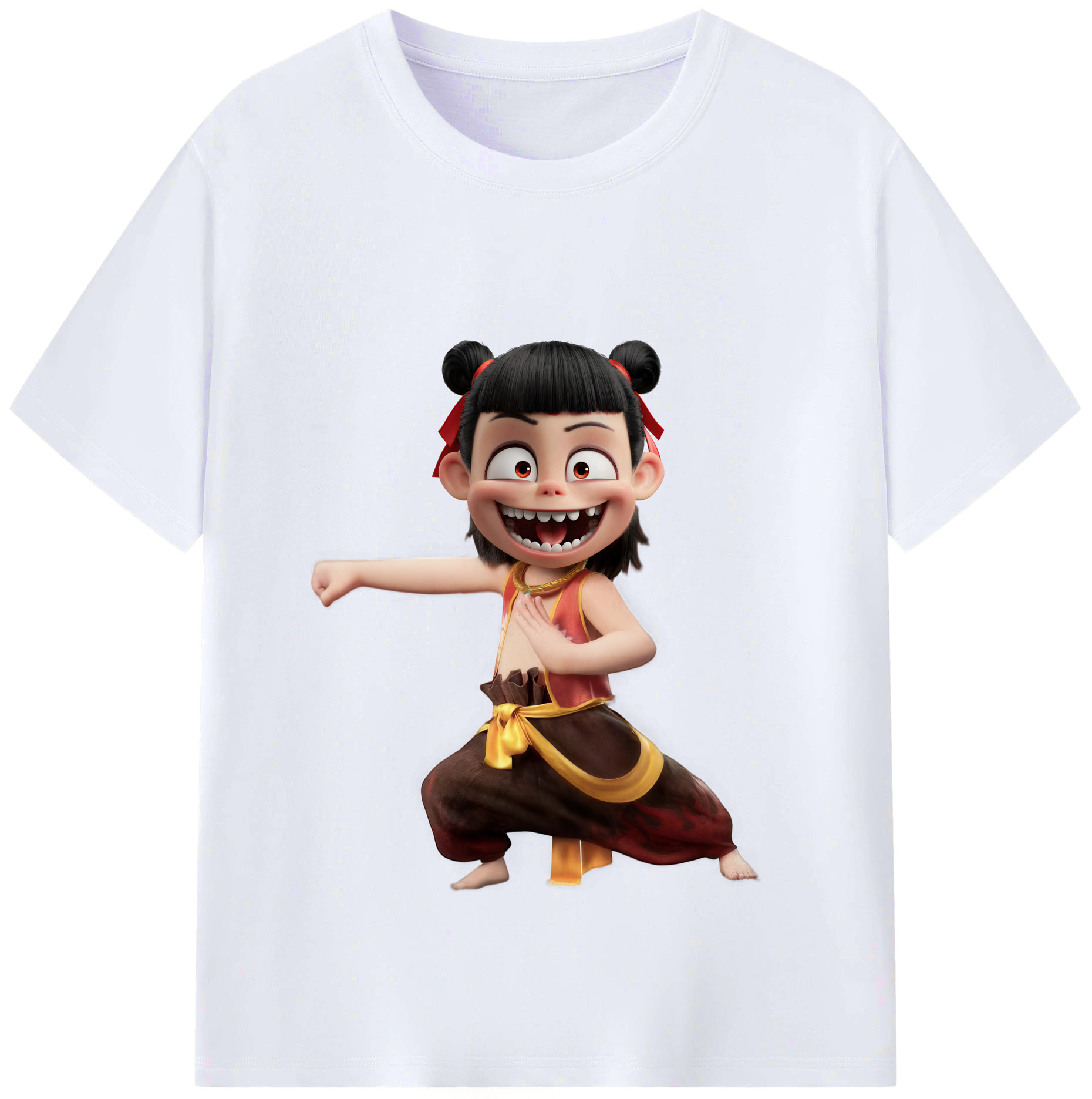 （画像用） Ne Zha 2 ナタ 魔童の大暴れ レディースカジュアルプリントTシャツ（綿100％）