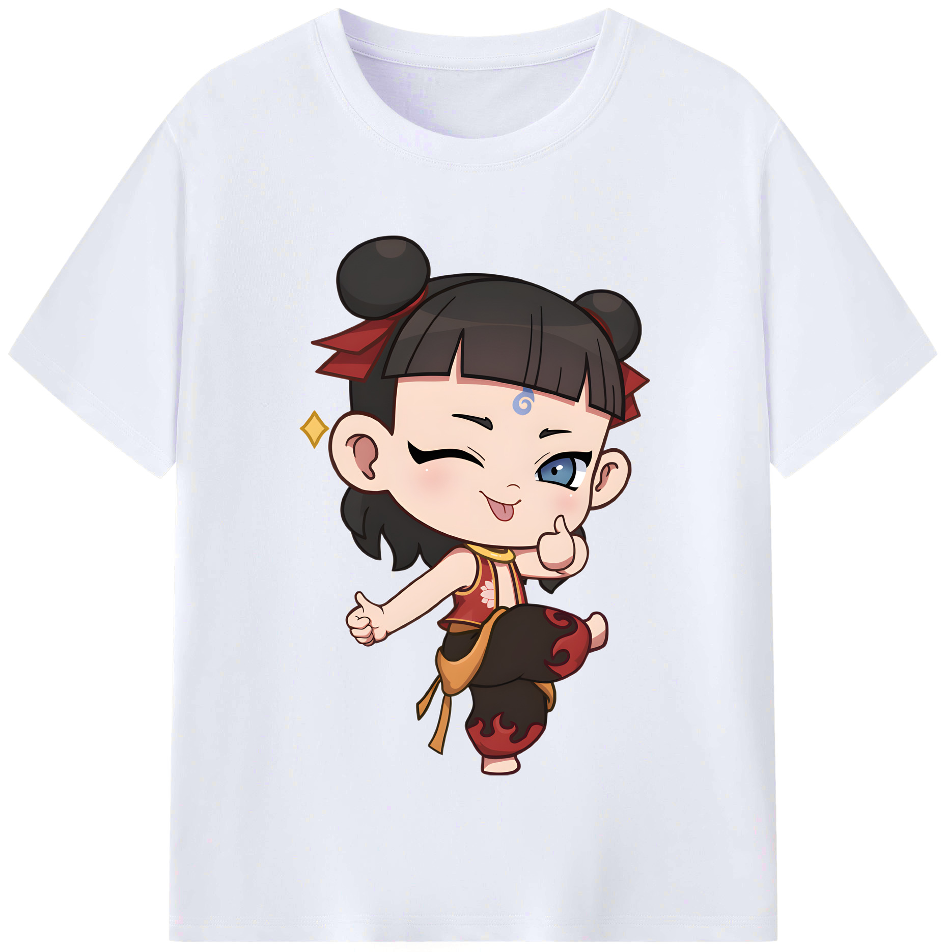 （画像用） Ne Zha 2 ナタ 魔童の大暴れ レディースカジュアルプリントTシャツ（綿100％）