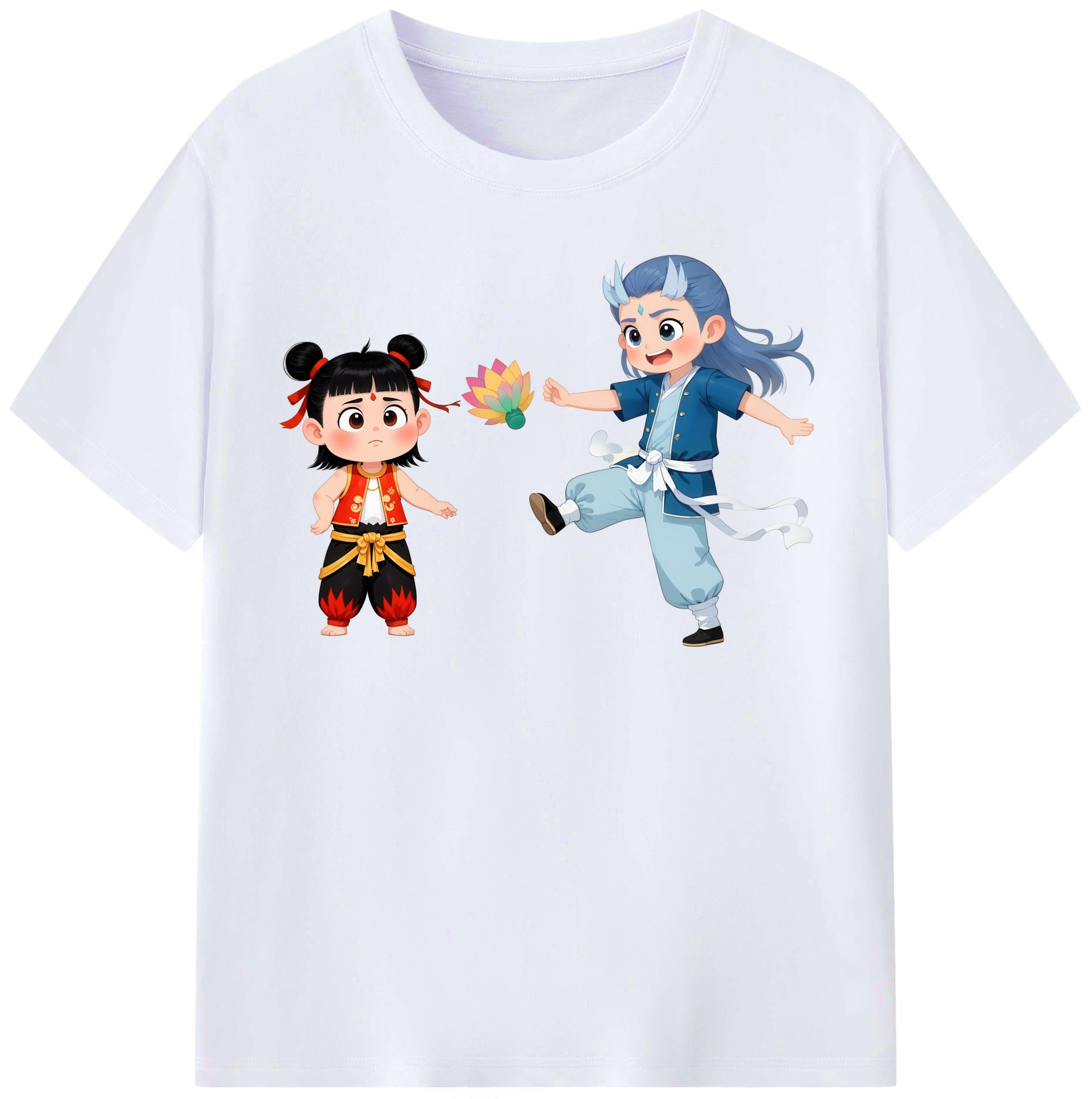 （画像用） Ne Zha 2 ナタ 魔童の大暴れ レディースカジュアルプリントTシャツ（綿100％）