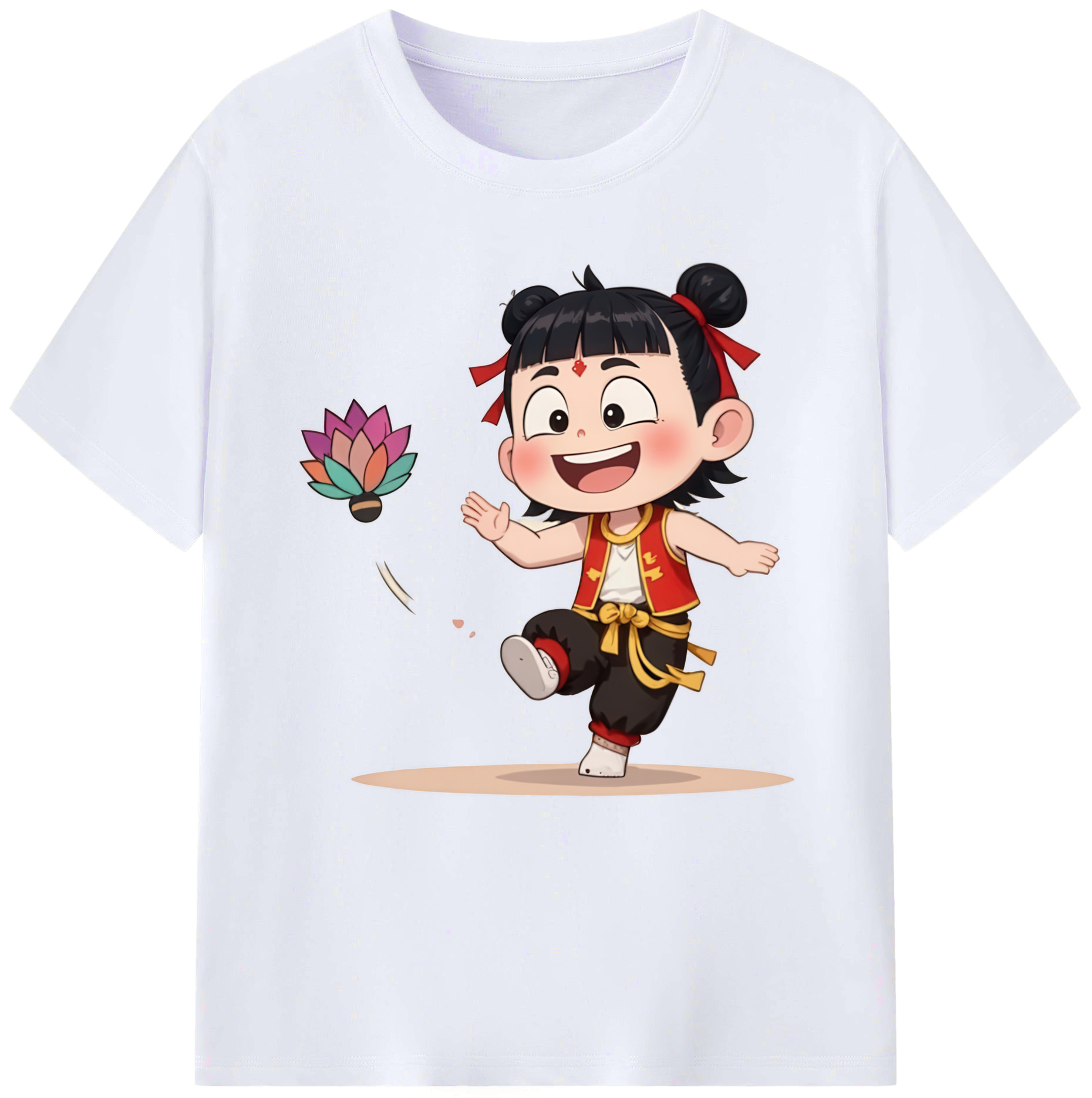 （画像用） Ne Zha 2 ナタ 魔童の大暴れ レディースカジュアルプリントTシャツ（綿100％）