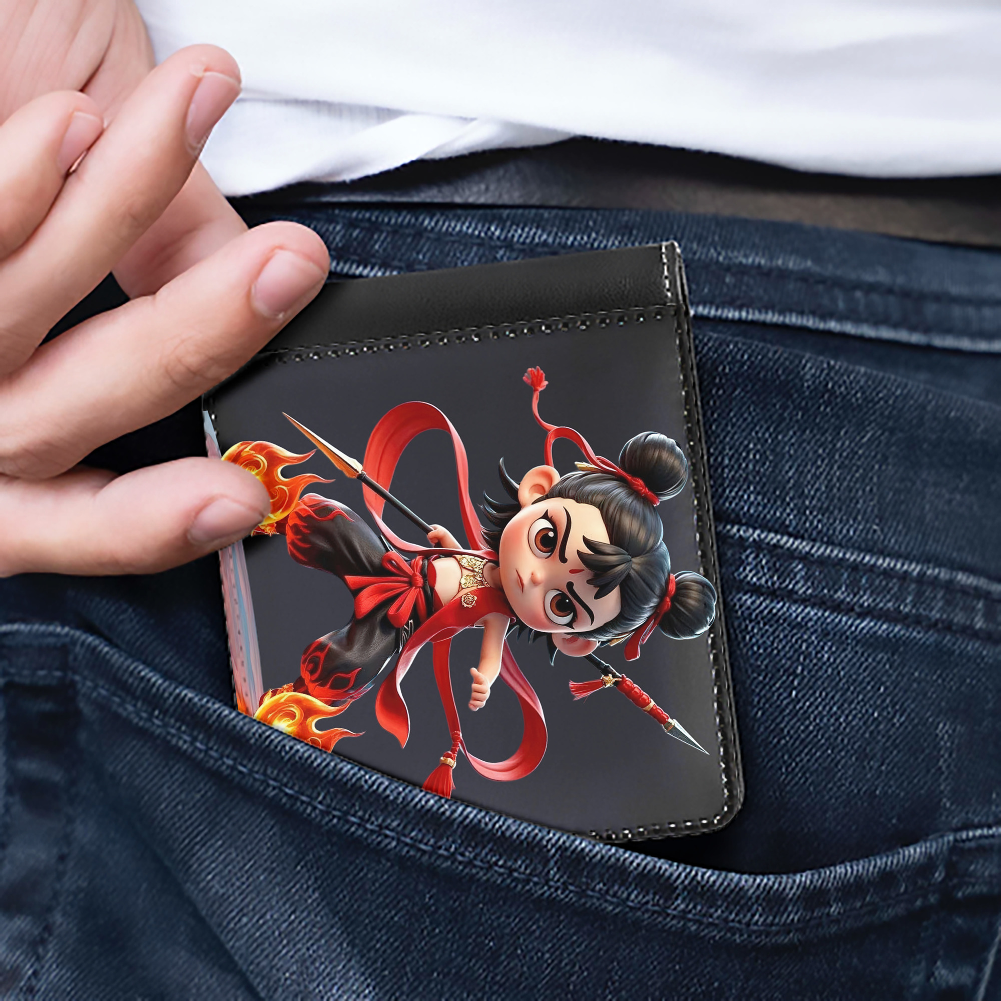 （画像用） Ne Zha 2 ナタ 魔童の大暴れ 二つ折り革財布
