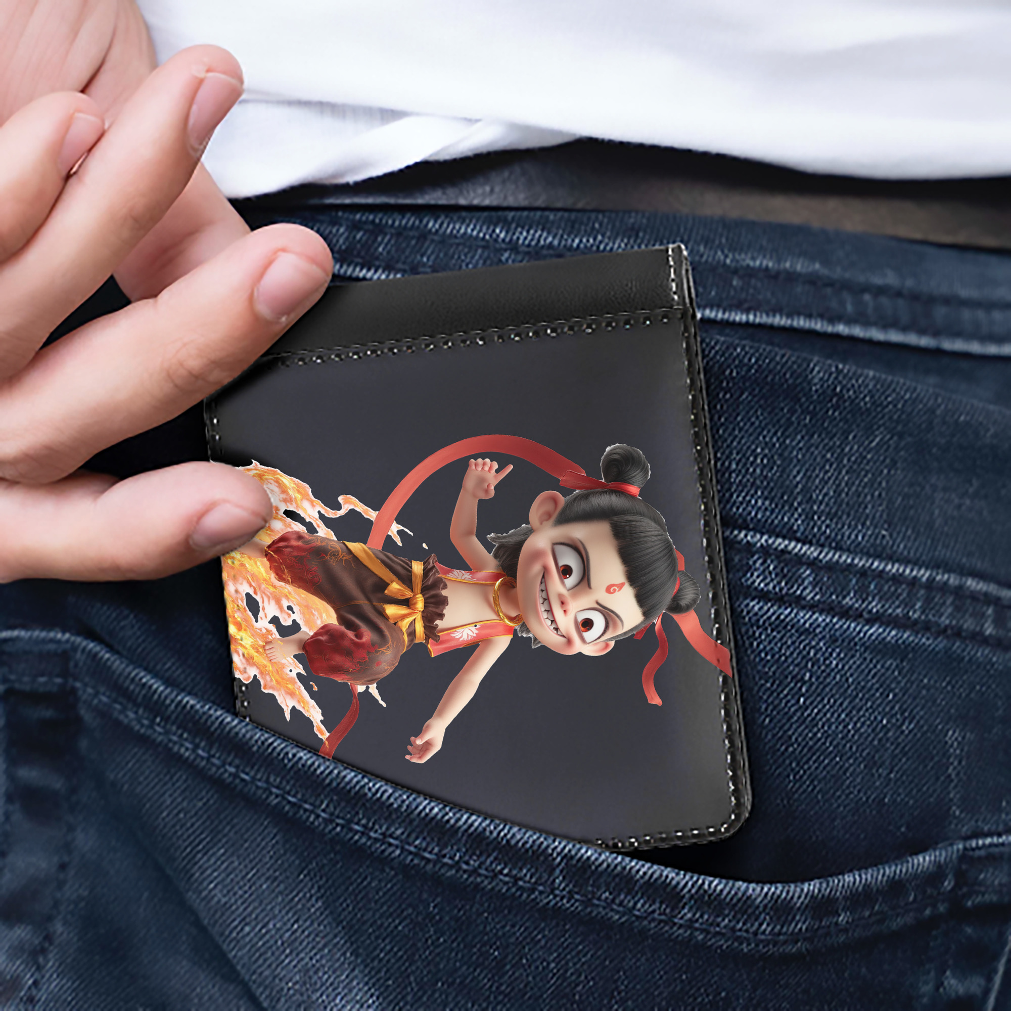（画像用） Ne Zha 2 ナタ 魔童の大暴れ 二つ折り革財布