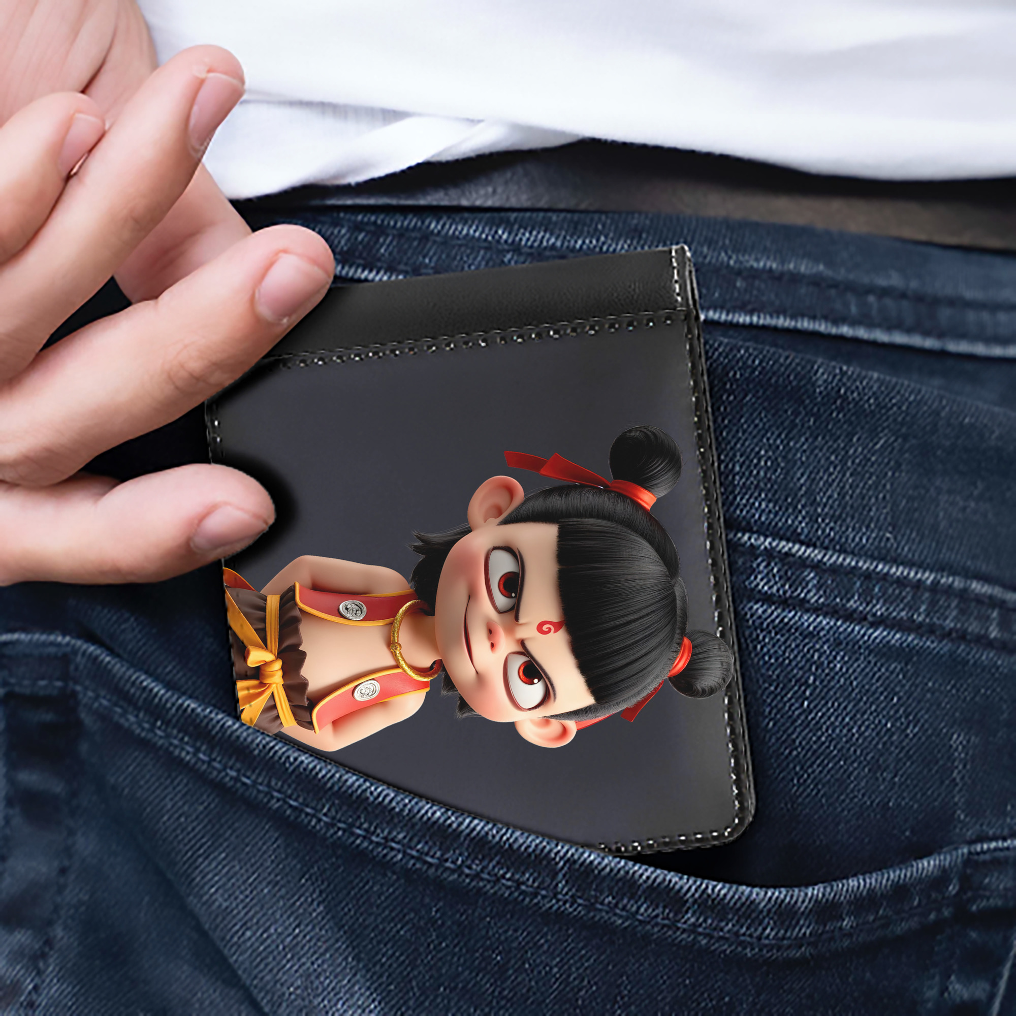 （画像用） Ne Zha 2 ナタ 魔童の大暴れ 二つ折り革財布