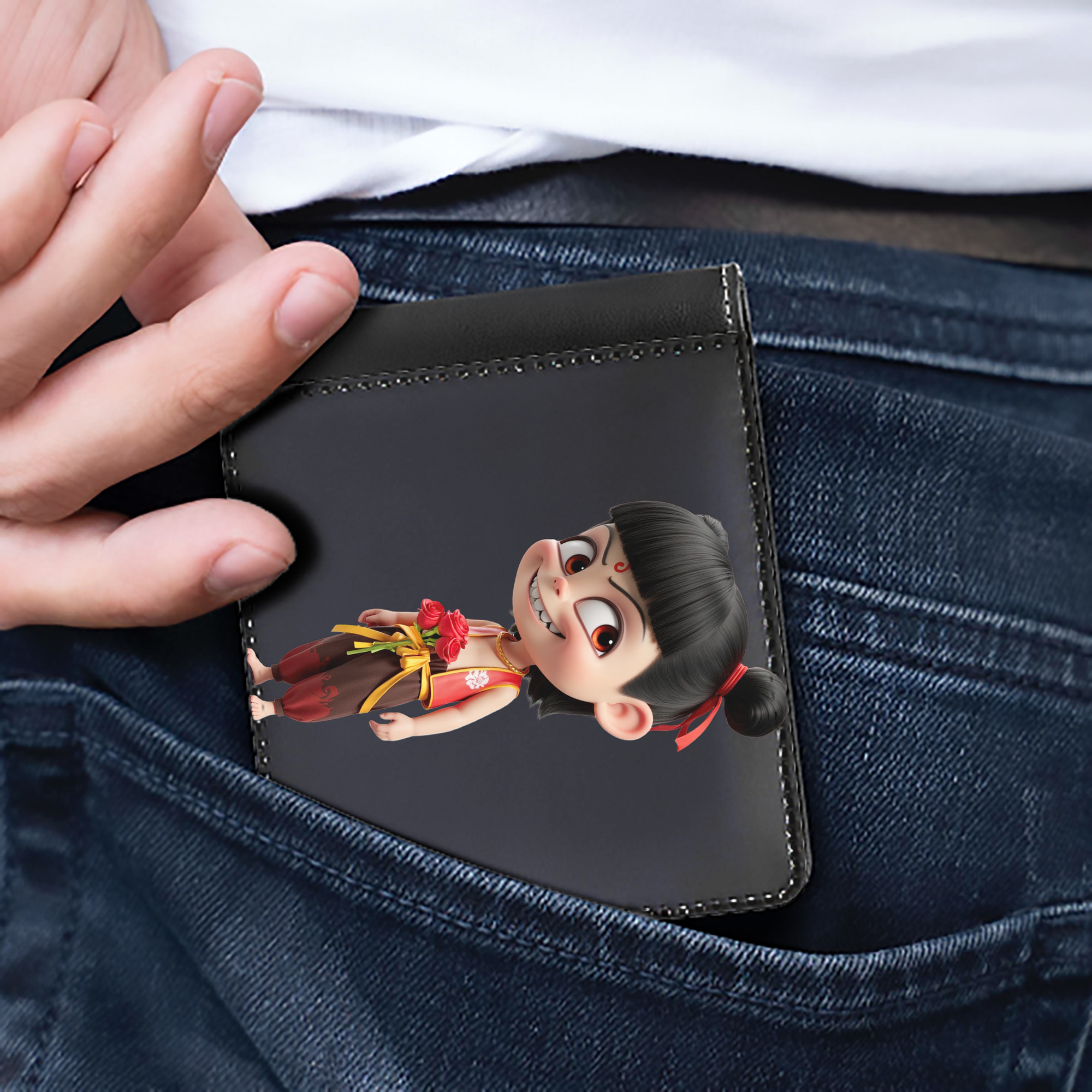 Ne Zha 2 ナタ 魔童の大暴れ 二つ折り革財布