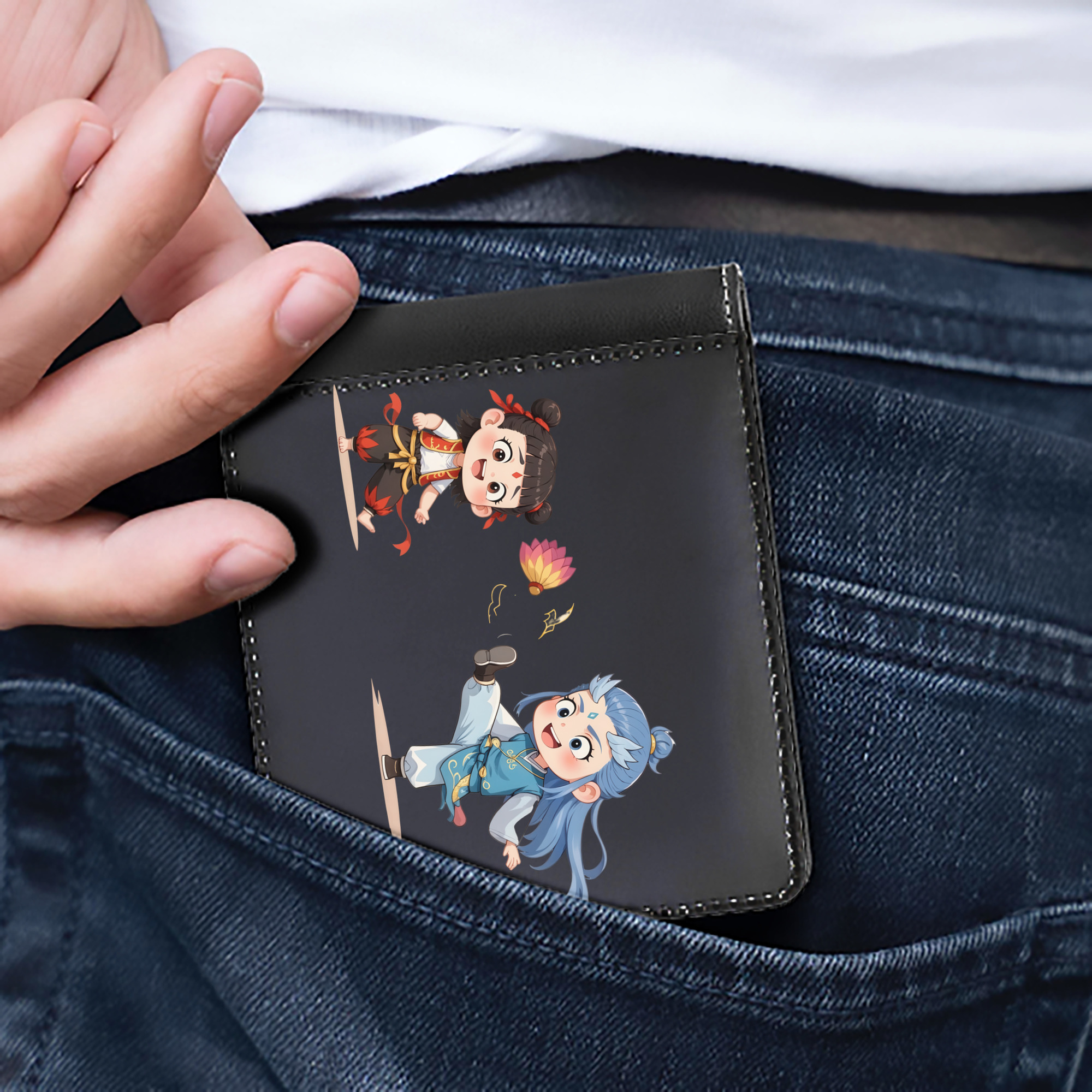 （画像用） Ne Zha 2 ナタ 魔童の大暴れ 二つ折り革財布