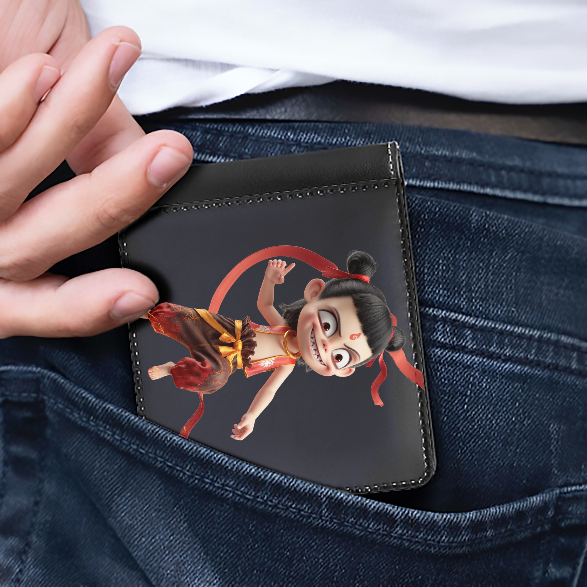 （画像用） Ne Zha 2 ナタ 魔童の大暴れ 二つ折り革財布
