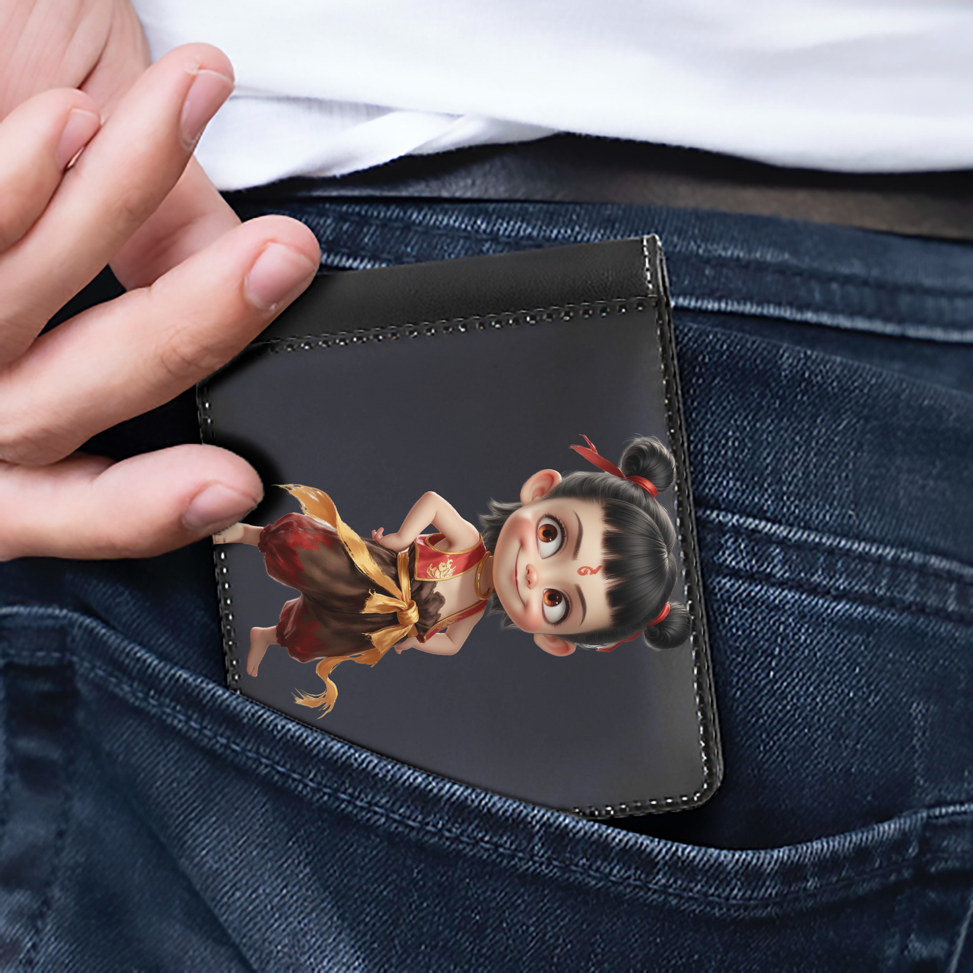 Ne Zha 2 ナタ 魔童の大暴れ 二つ折り革財布