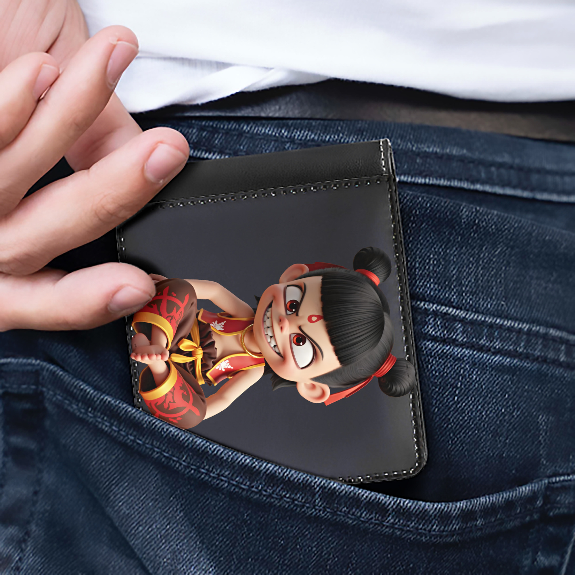 Ne Zha 2 ナタ 魔童の大暴れ 二つ折り革財布