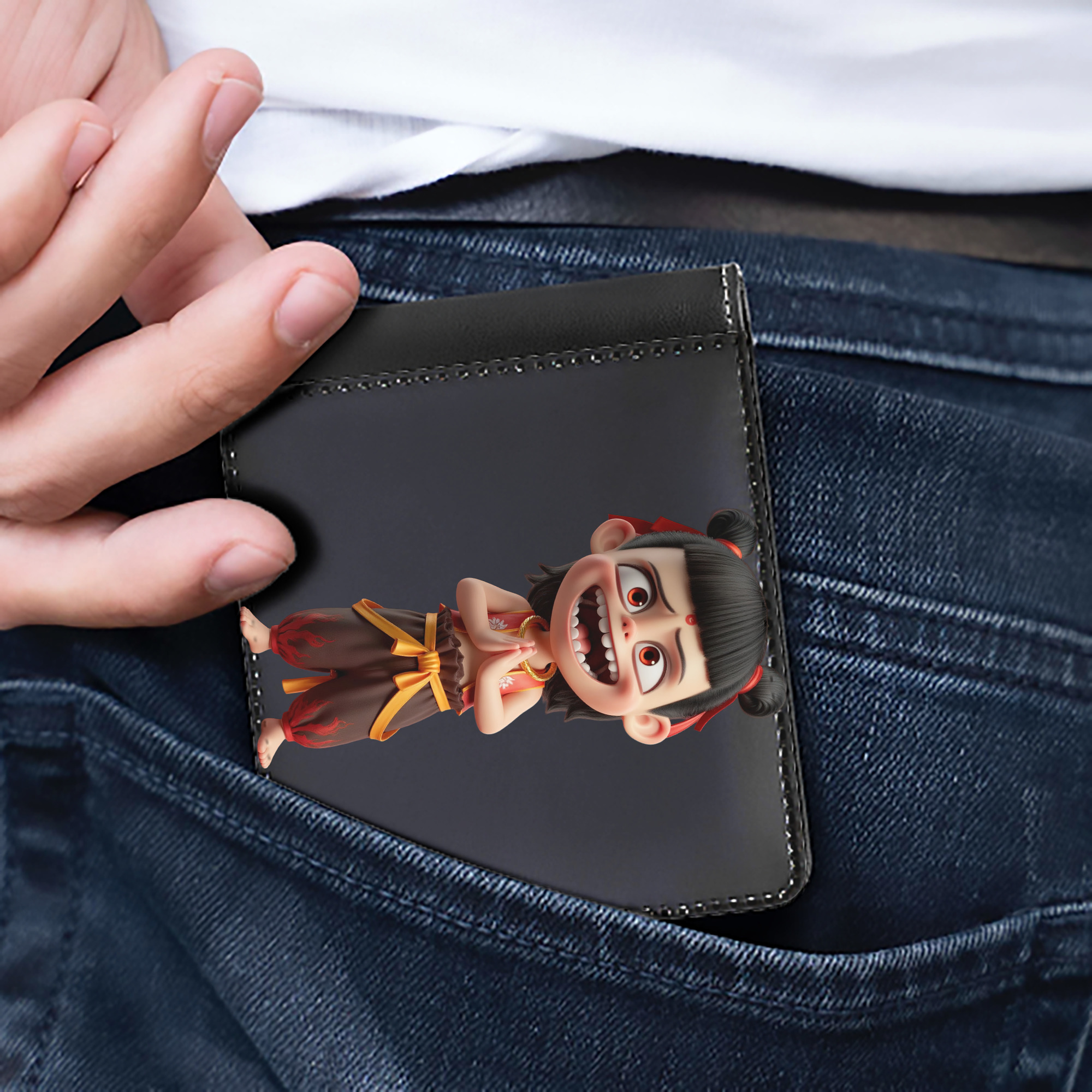 Ne Zha 2 ナタ 魔童の大暴れ 二つ折り革財布