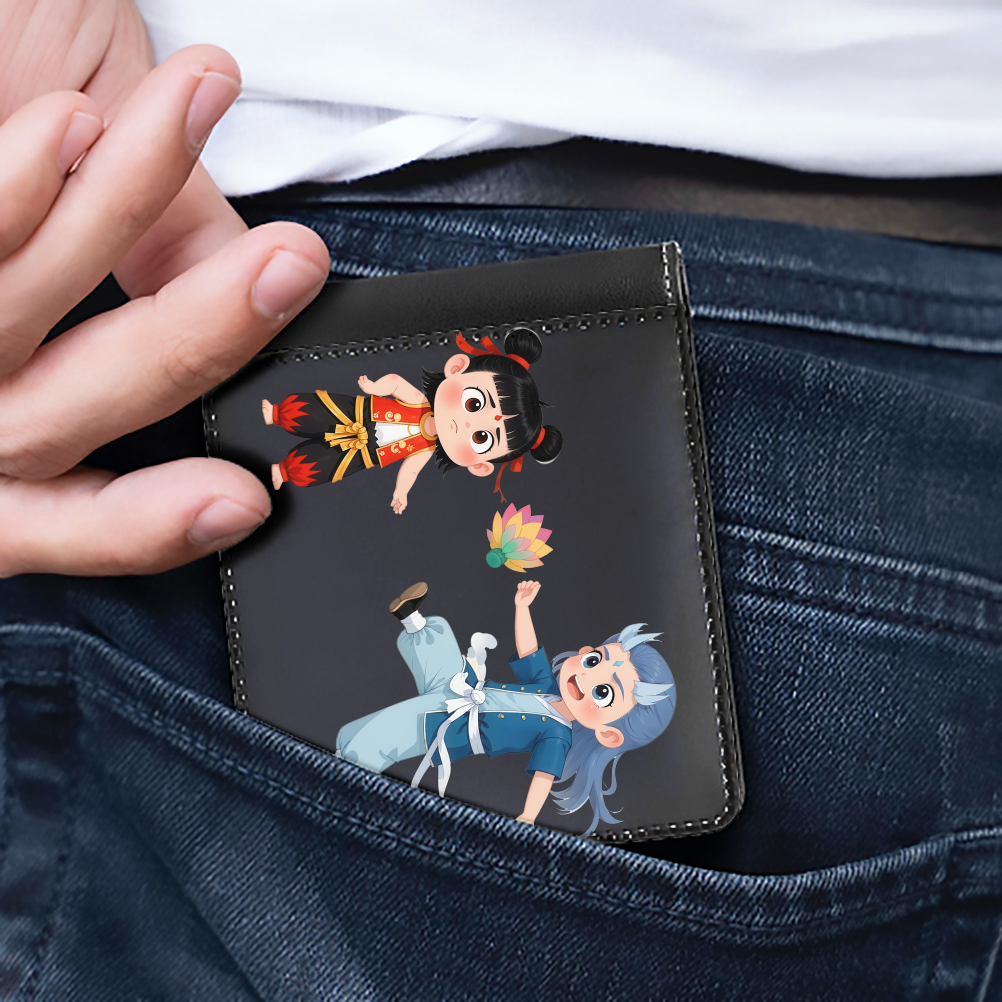 Ne Zha 2 ナタ 魔童の大暴れ 二つ折り革財布