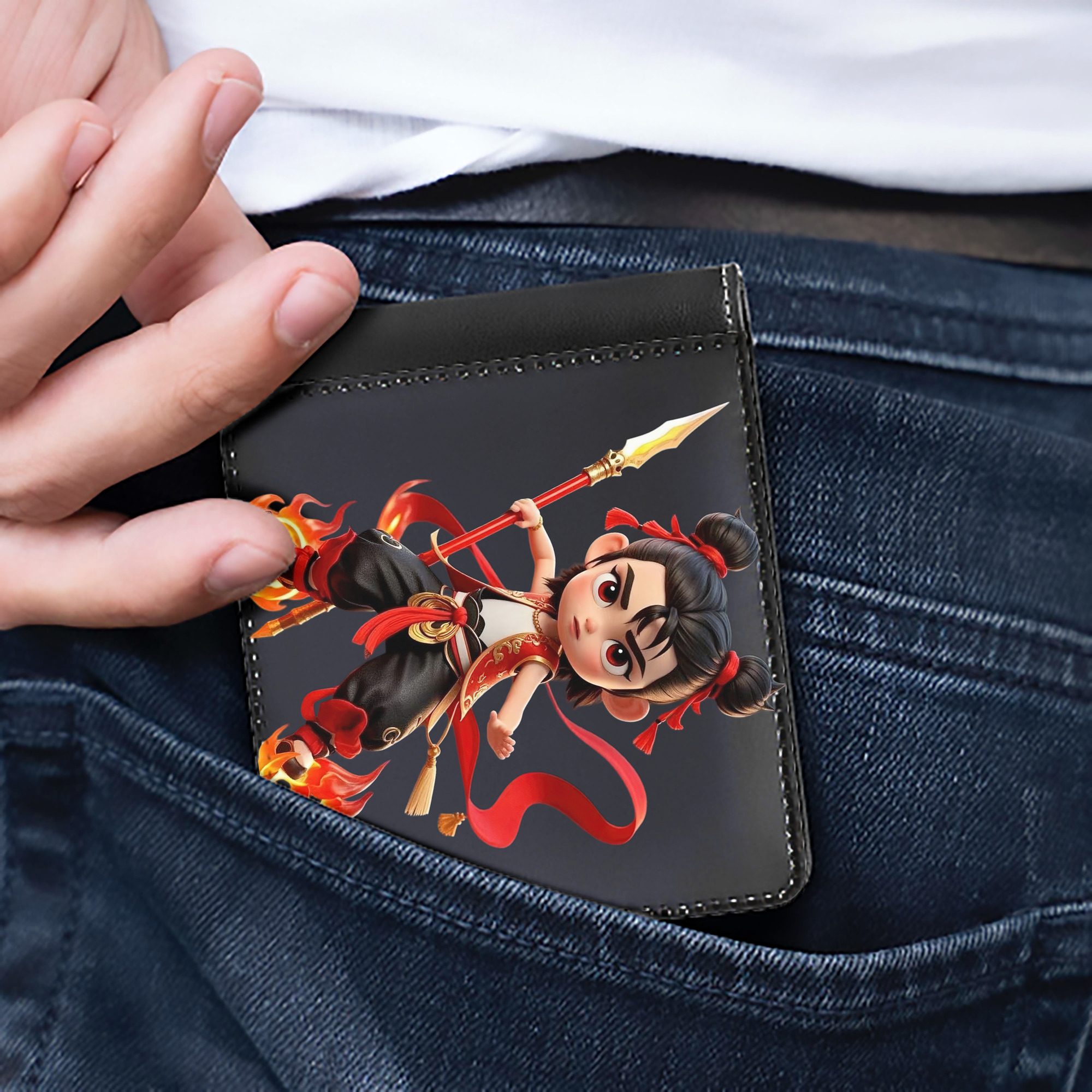 （画像用） Ne Zha 2 ナタ 魔童の大暴れ 二つ折り革財布