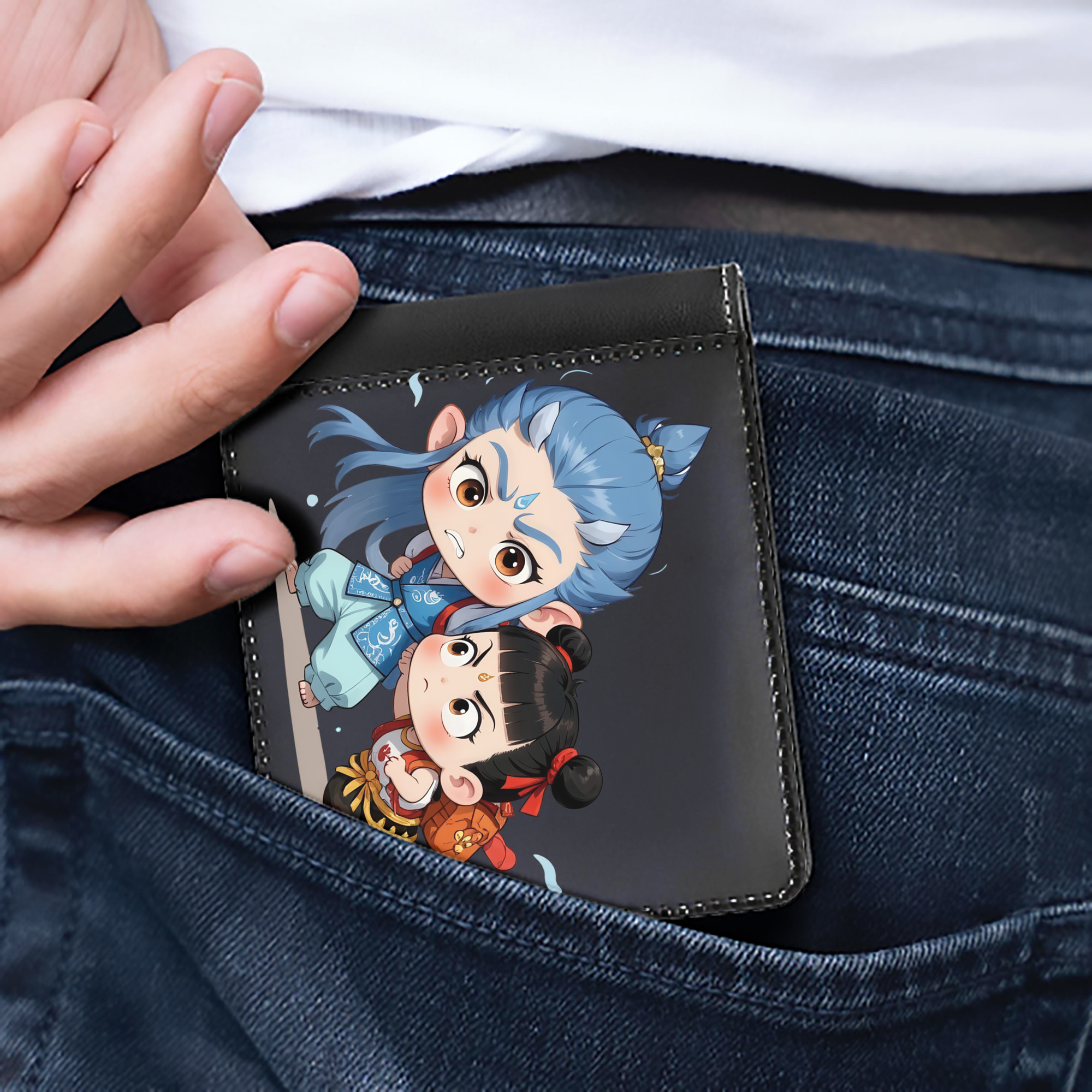 Ne Zha 2 ナタ 魔童の大暴れ 二つ折り革財布