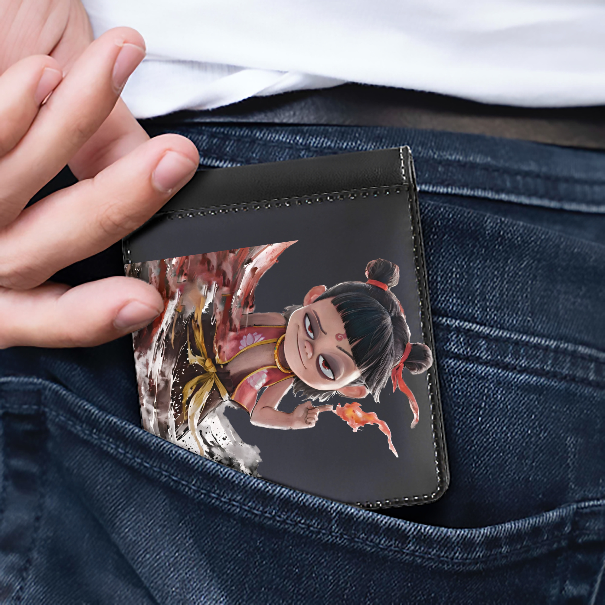 （画像用） Ne Zha 2 ナタ 魔童の大暴れ 二つ折り革財布