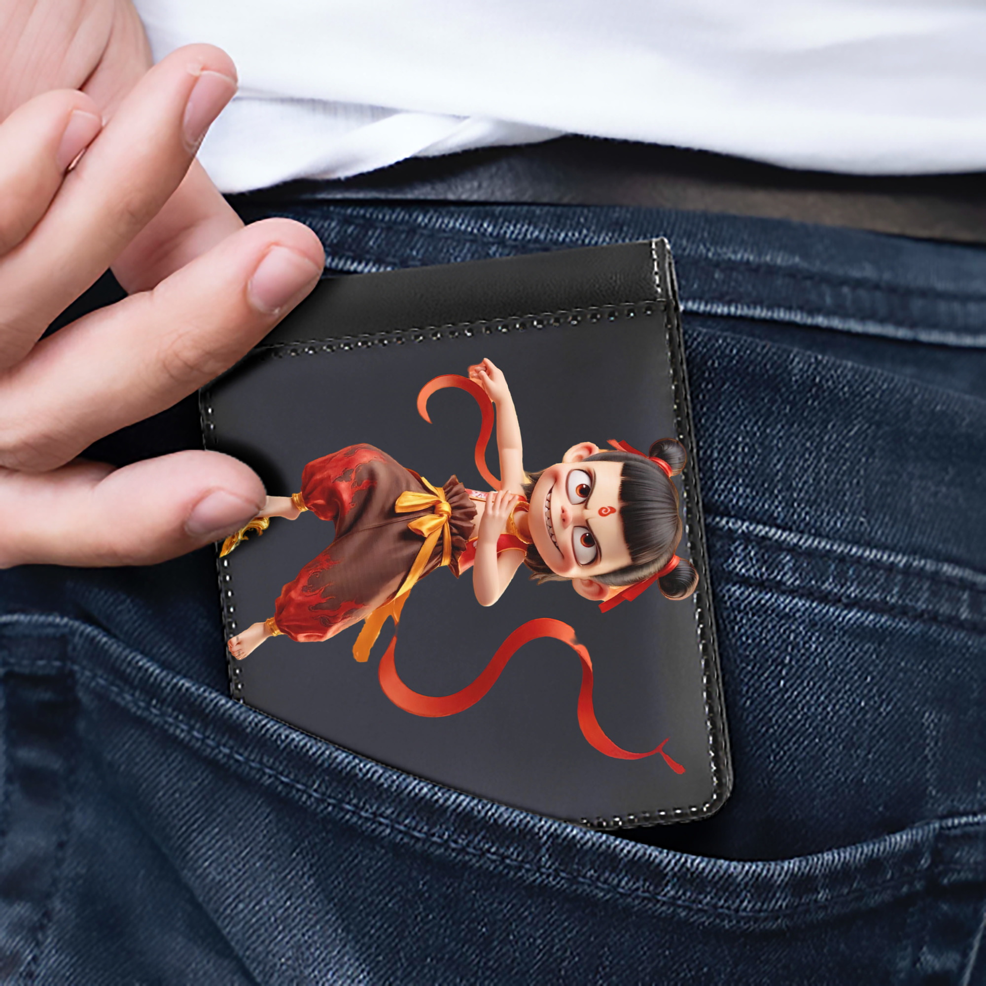 Ne Zha 2 ナタ 魔童の大暴れ 二つ折り革財布