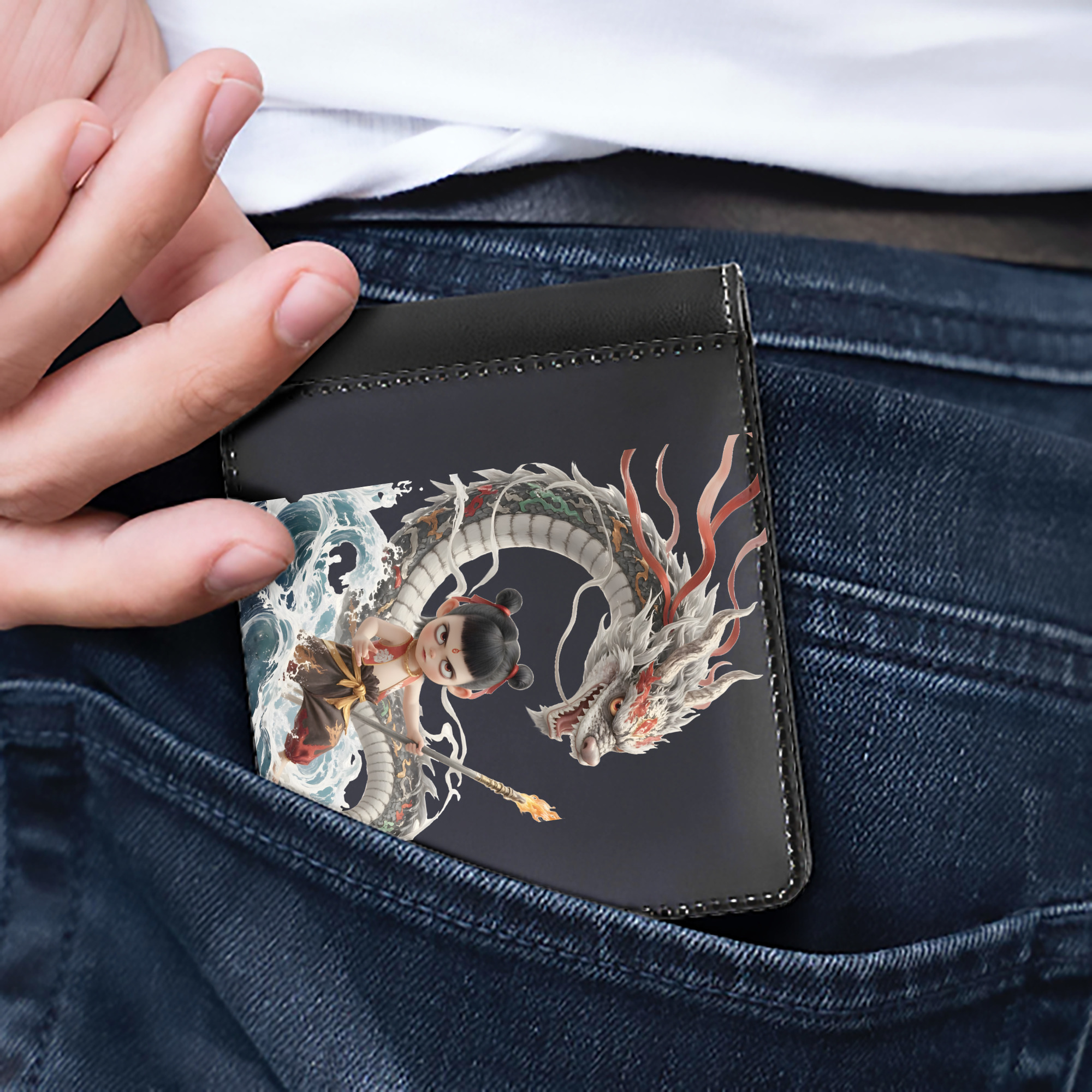（画像用） Ne Zha 2 ナタ 魔童の大暴れ 二つ折り革財布
