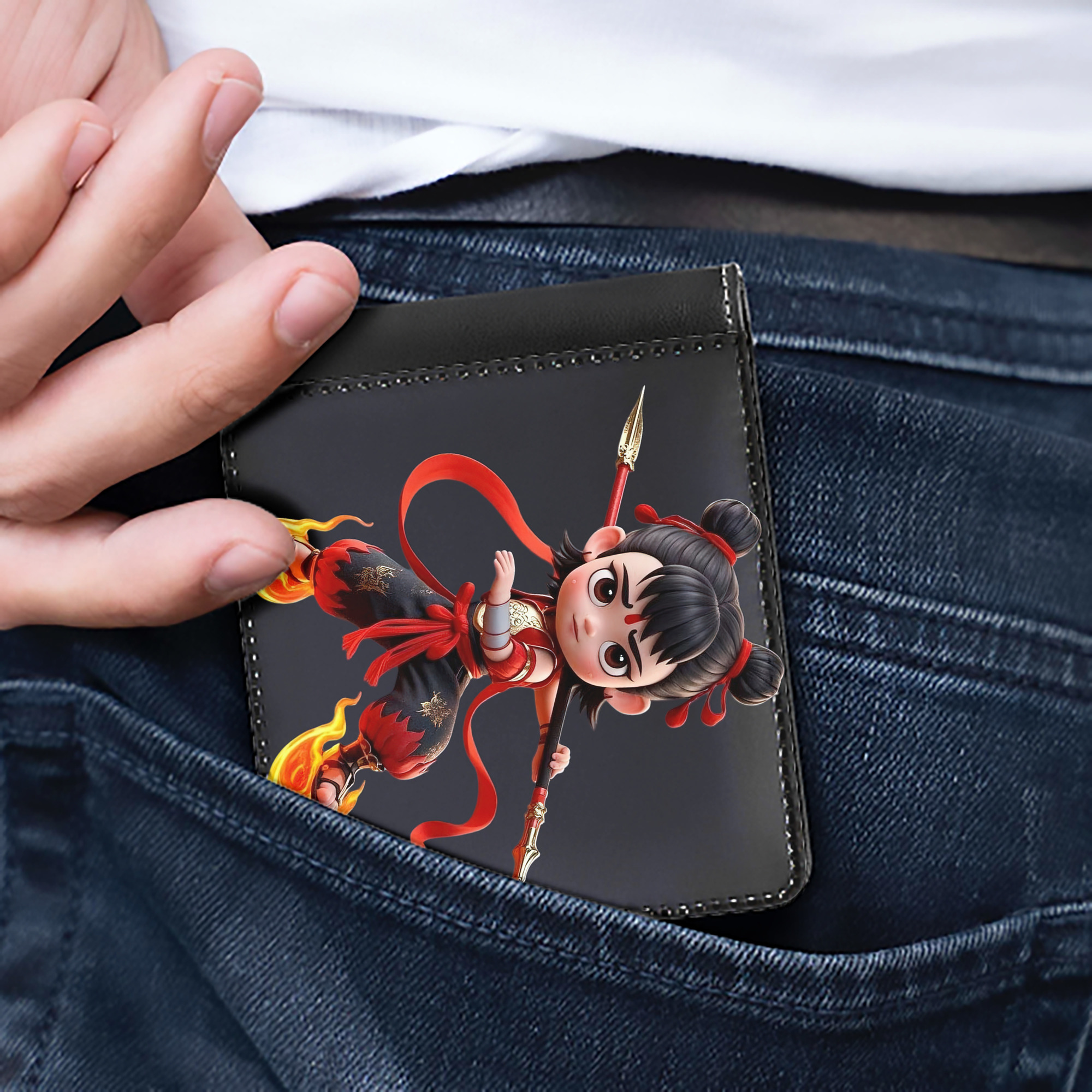 Ne Zha 2 ナタ 魔童の大暴れ 二つ折り革財布