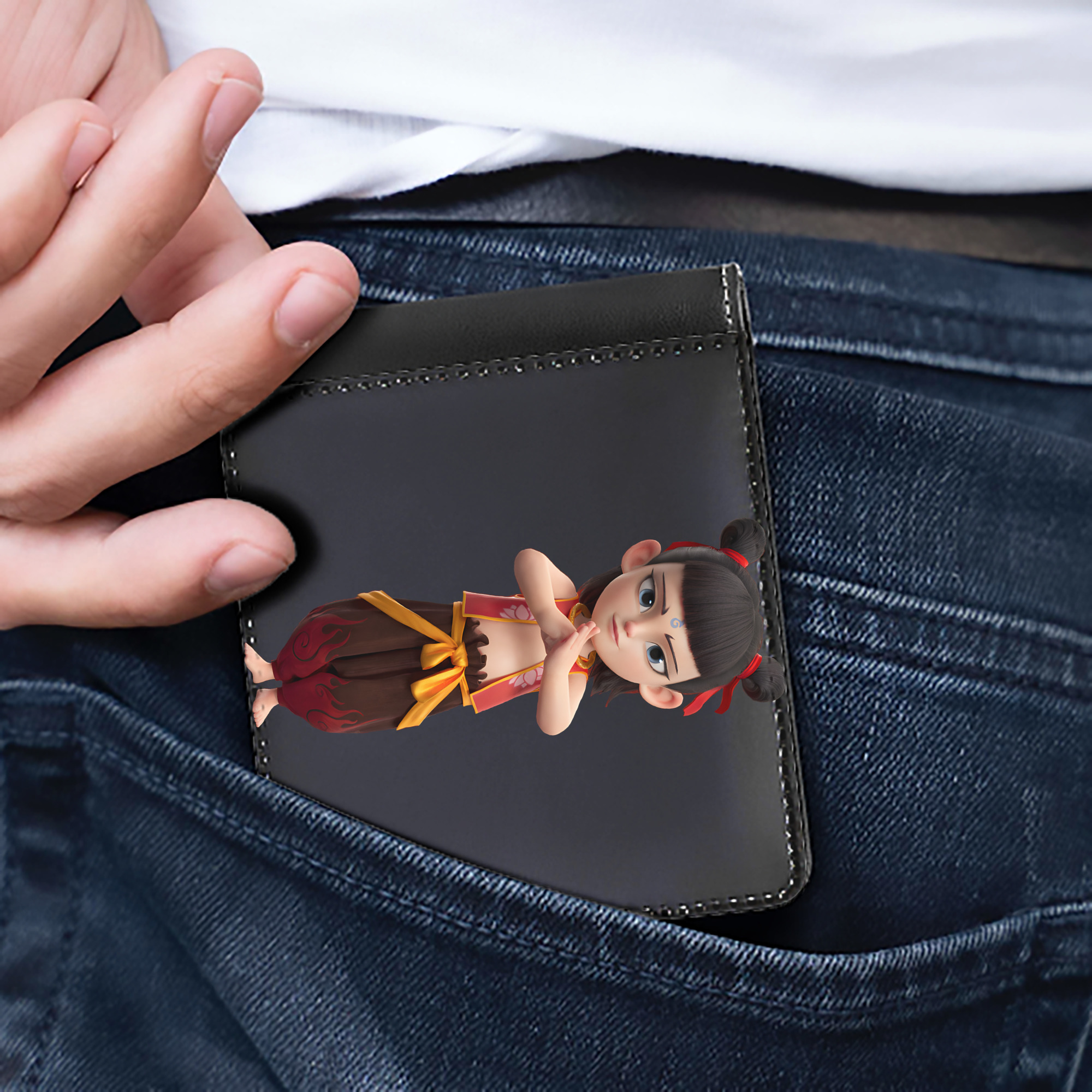 （画像用） Ne Zha 2 ナタ 魔童の大暴れ 二つ折り革財布