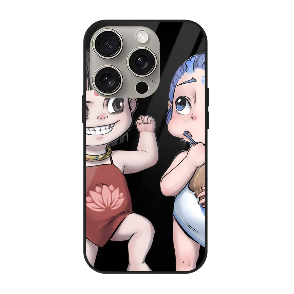 （画像用） Ne Zha 2 ナタ 魔童の大暴れ 【iPhone15Pro対応】スマホケース 耐衝撃＆黄変防止 背面ガラス